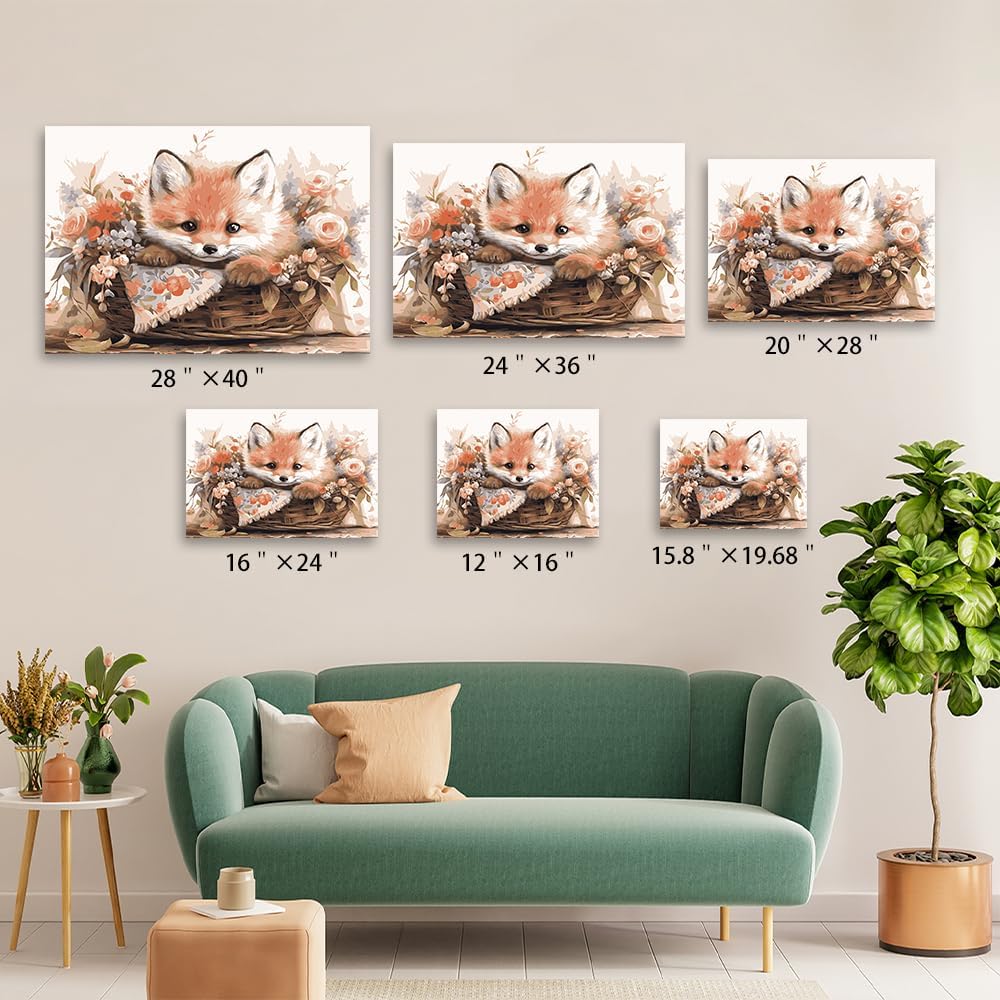 Fox Pictures Paint by Numbers for Adults Beginner,Cute Animal Painting Paint by Number Kits On Canvas Acrylic Paint,Drawing Paintwork with Paintbrushes Oil Painting Home Decor 20"x28"