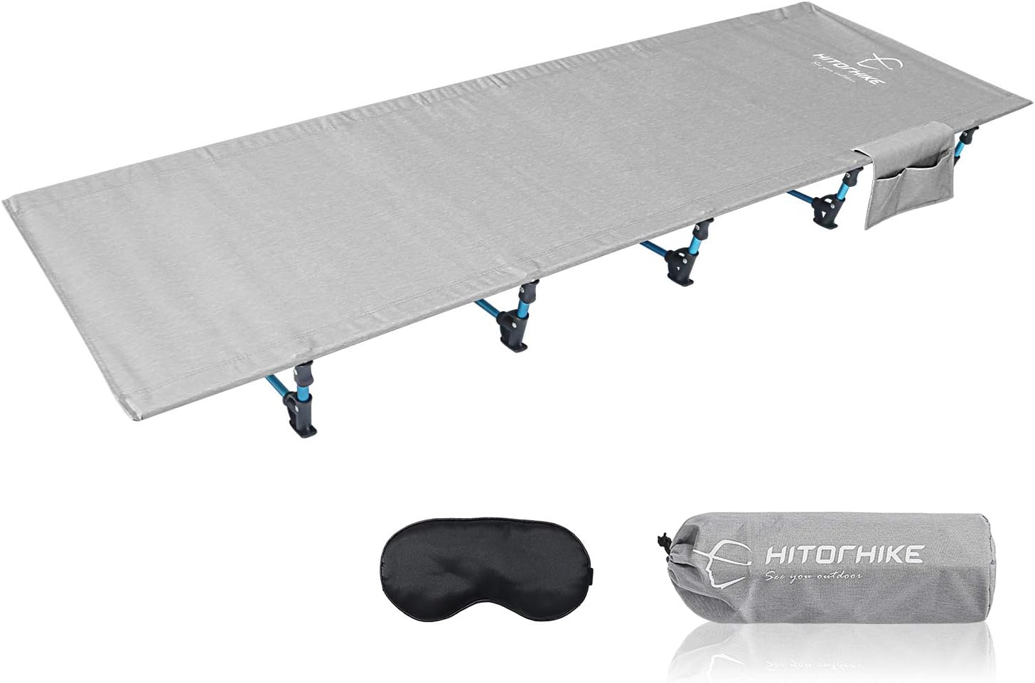 HITORHIKE Camping Cot Compact Folding Cot Bed for Outdoor Backpacking Camping Cot Bed (Black) : Sports & Outdoors
