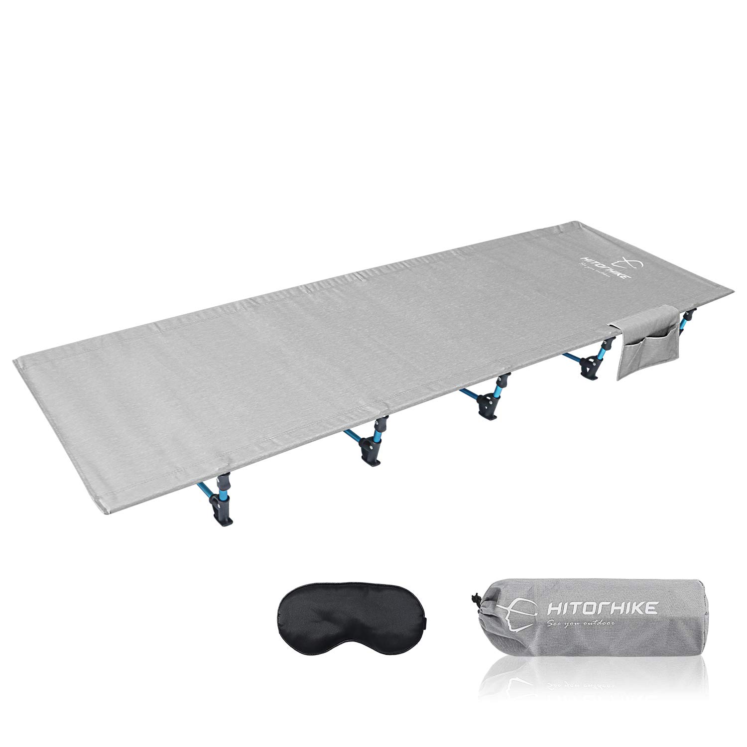 HITORHIKE Camping Cot Compact Folding Cot Bed for Outdoor Backpacking Camping Cot Bed (Gray)