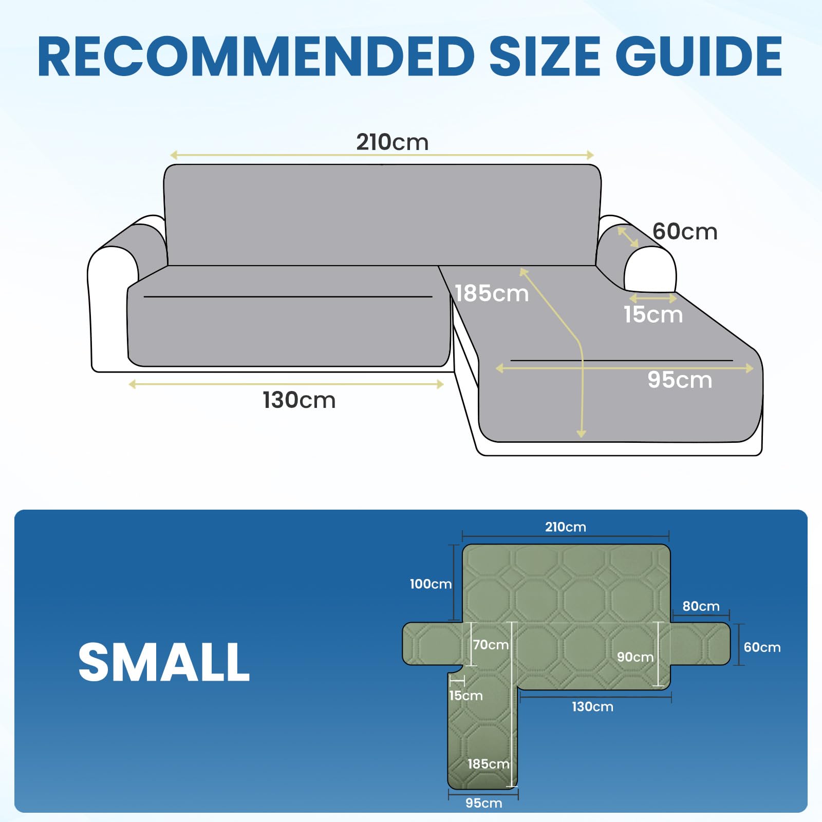 Ystyle Copridivano Impermeabile con Penisola 2 Posti (L 210 CM), Copridivano Angolare Destra/Sinistra Universale Reversibile, Copridivano Chaise longue Antigraffio Antimacchia, Verde Menta