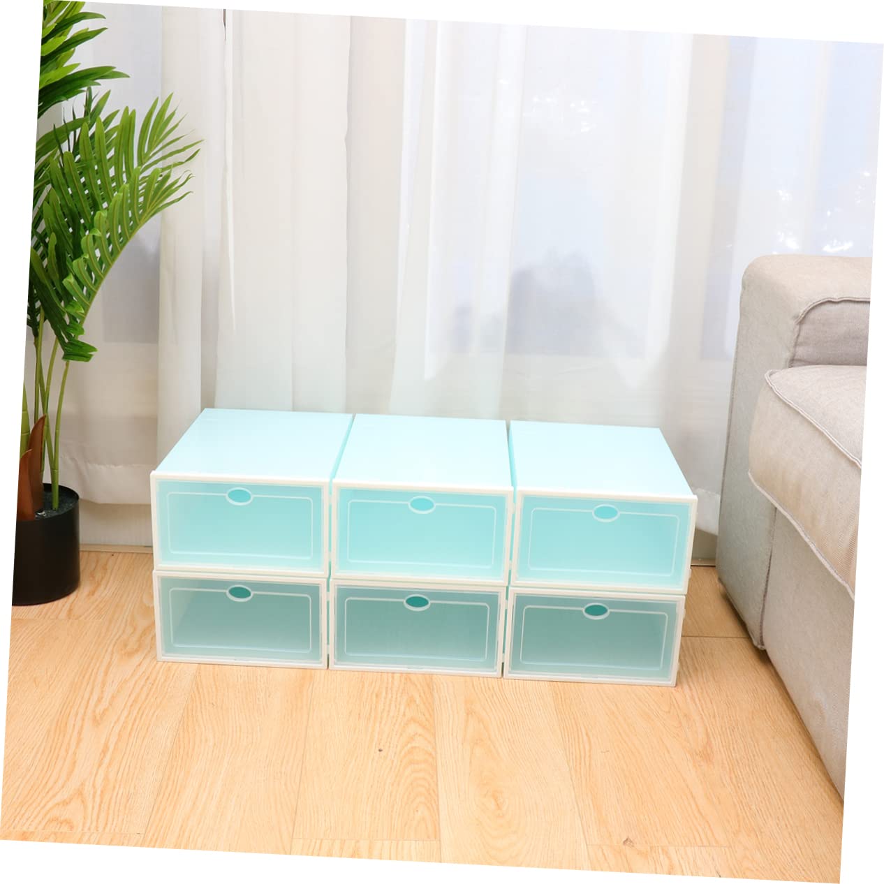 Cabilock Scatole per Scarpe con Porta Chiara Trasparenti in Plastica Impilabili 6 Pezzi Design Salvaspazio per Ingresso e Organizzazione Scarpe Uomo