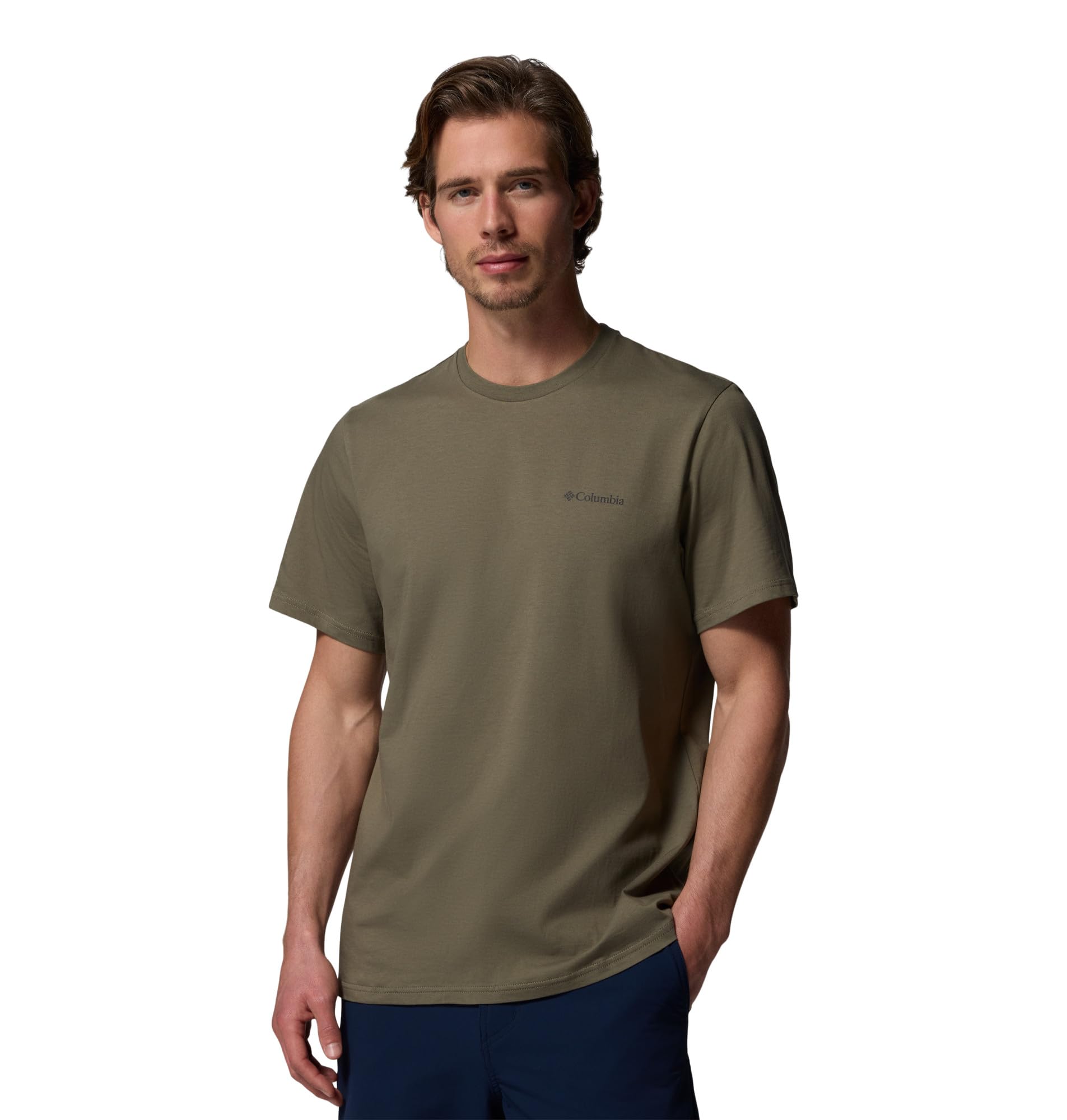 Columbia Men's Basic Tee, Short Sleeve T-Shirt, Stone Green, Small