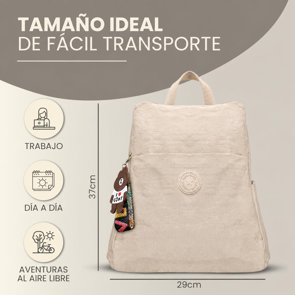 BOLSO MUJER | MOCHILA MUJER | Mochila Antirrobo Mujer | Impermeable | Diseño de Nylon | Bolsos de Mujer | Azul (BEIS)