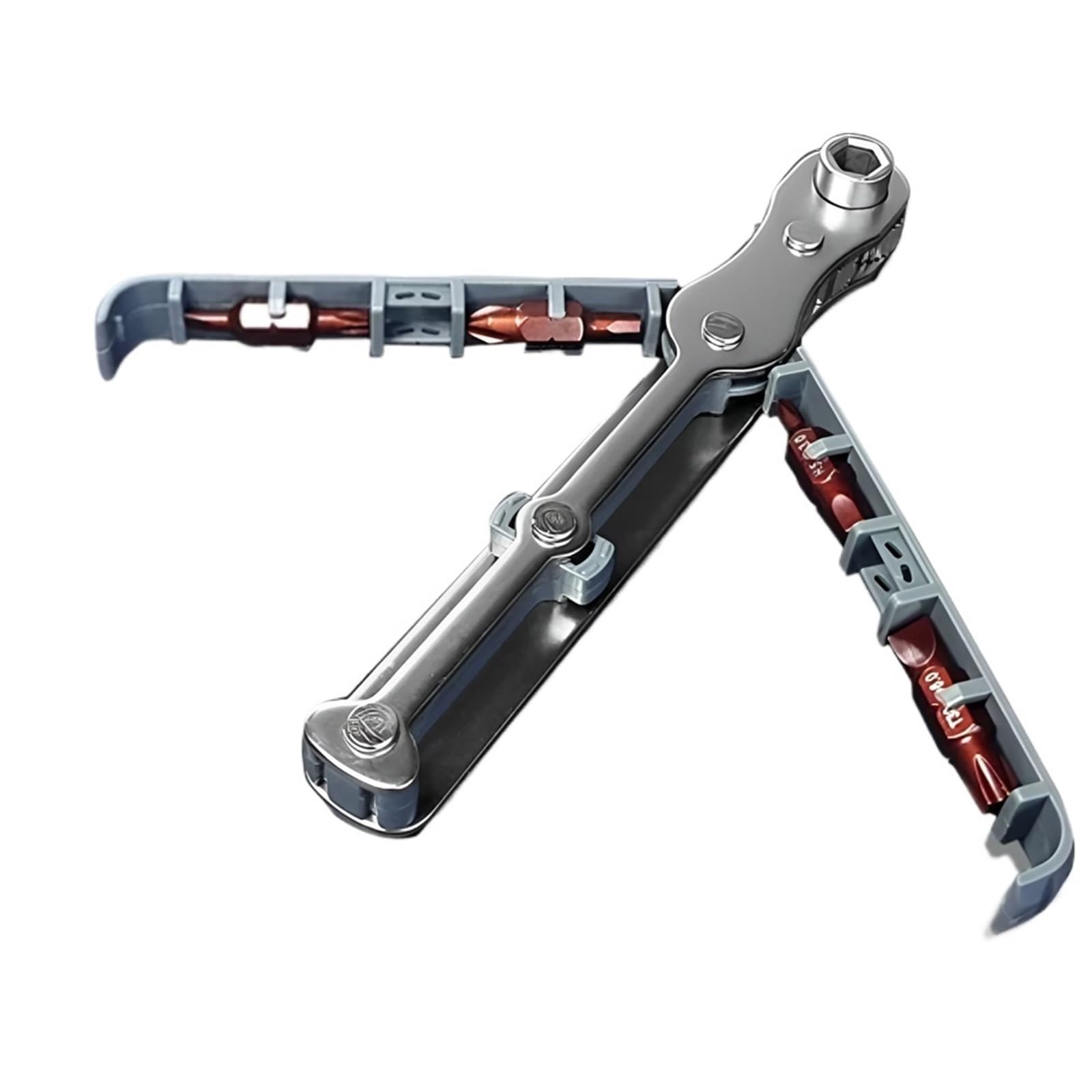 Screwdriver, Multifunctional Bidirectional Forward and Reverse Ratchet Screwdriver Elbow Flat Head Wrench Cross Slotted Tool