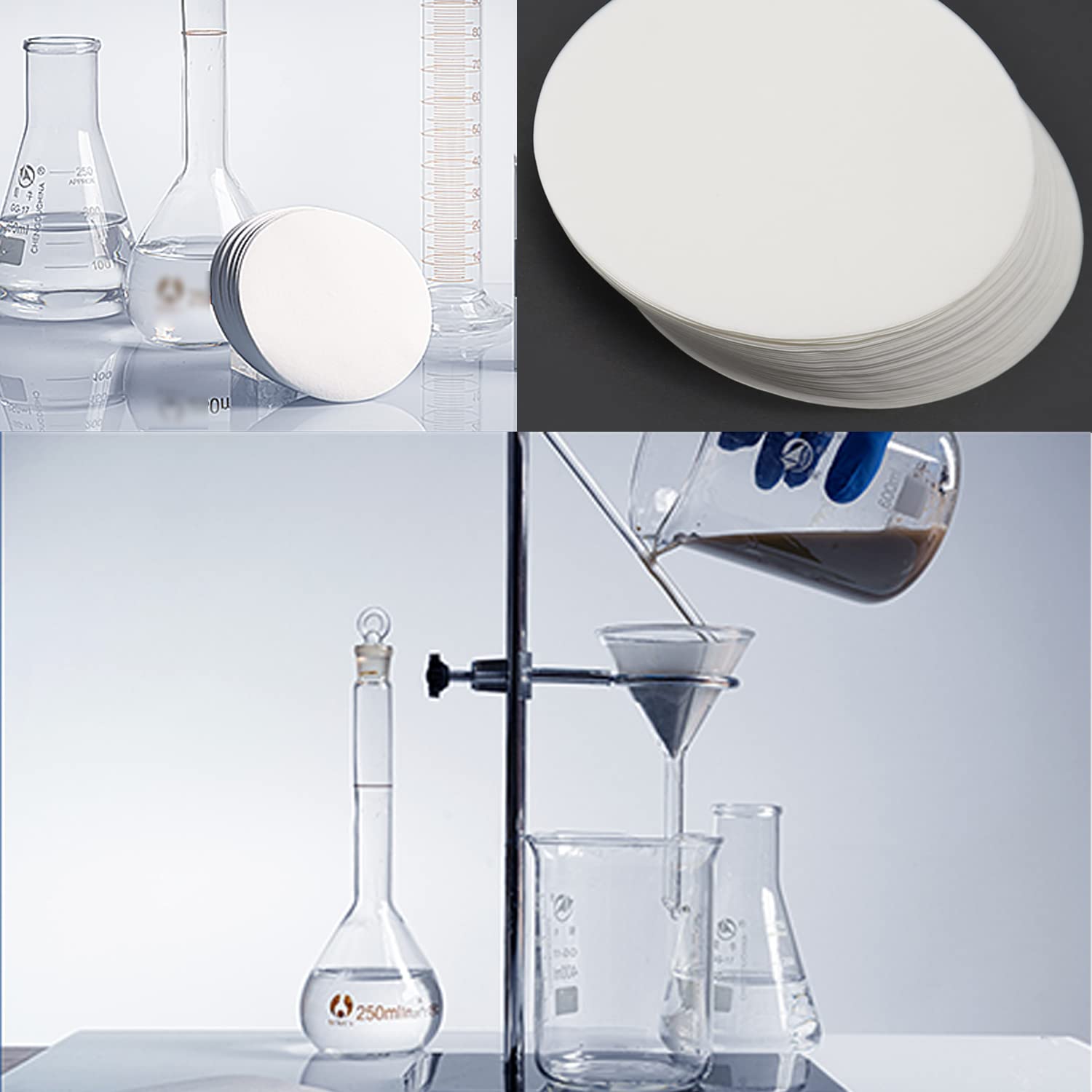 100 sztuk papieru filtracyjnego laboratoryjnego, okrągłe, filtry laboratoryjne, średnica 9 cm, krążki papierowe o średniej prędkości przepływu do zastosowań laboratoryjnych, zastosowań