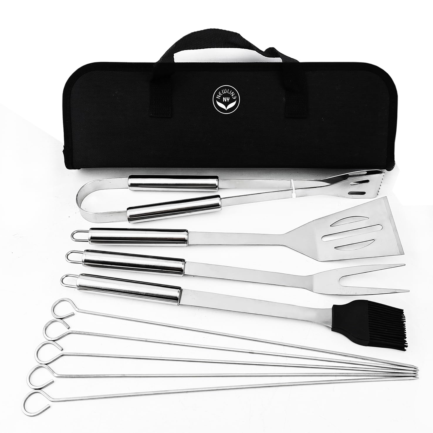 NewlineNY Kit de 9 outils de barbecue en acier inoxydable