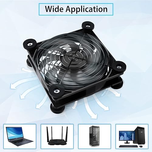 Miniatura 4 de NewHail Paquete de 2 rodamientos de doble bola de ventilador USB silencioso de 4.724 in, ventilador USB de 5 V, con controlador de velocidad de 3