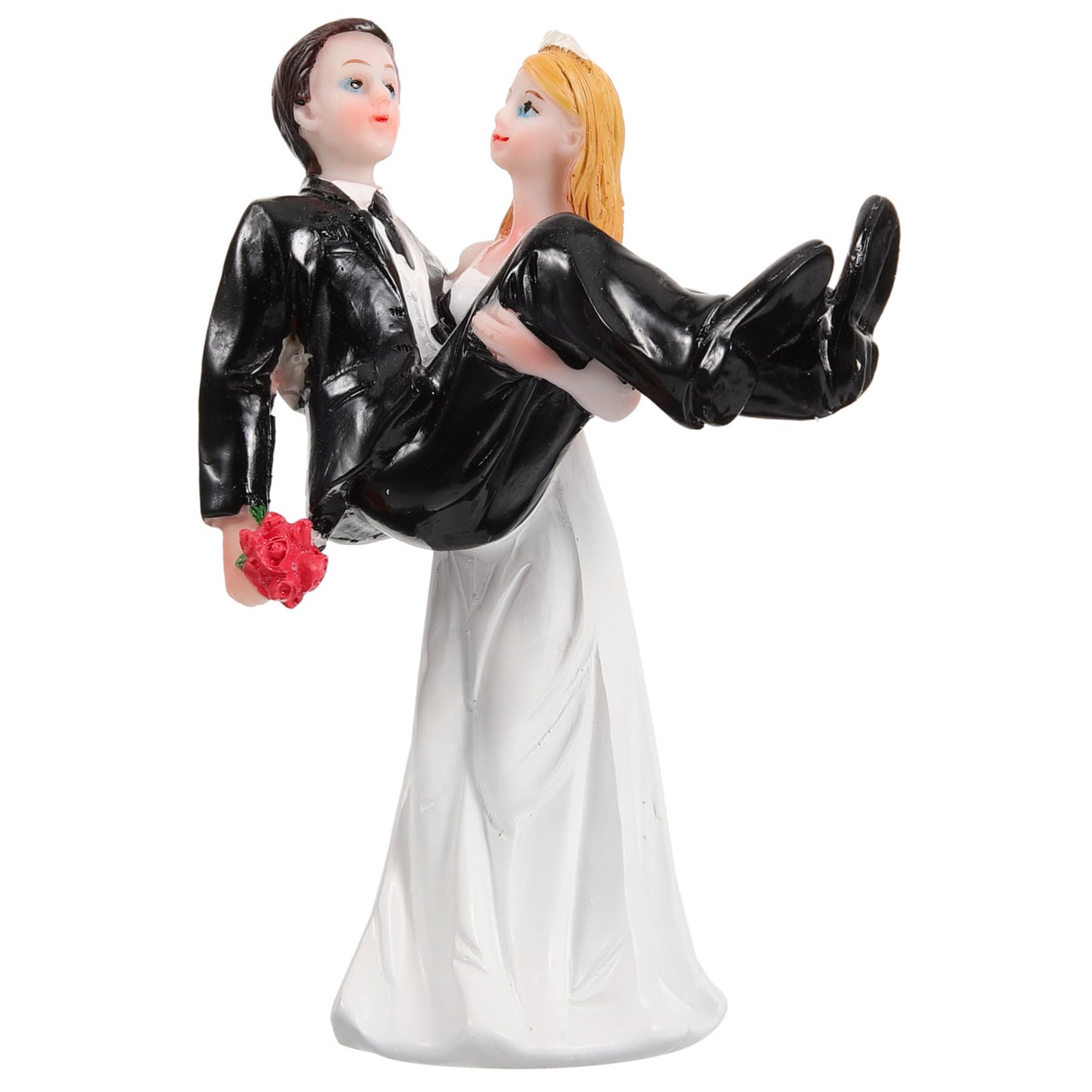 2stücke Brautpaar Tortenfigur Aus Resin Hochzeitsdeko Für Romantische Anlässe Witzige Cake-Topper Für Unvergessliche Hochzeiten Braut Und Bräutigam Figurine Schwarz Und Weiß