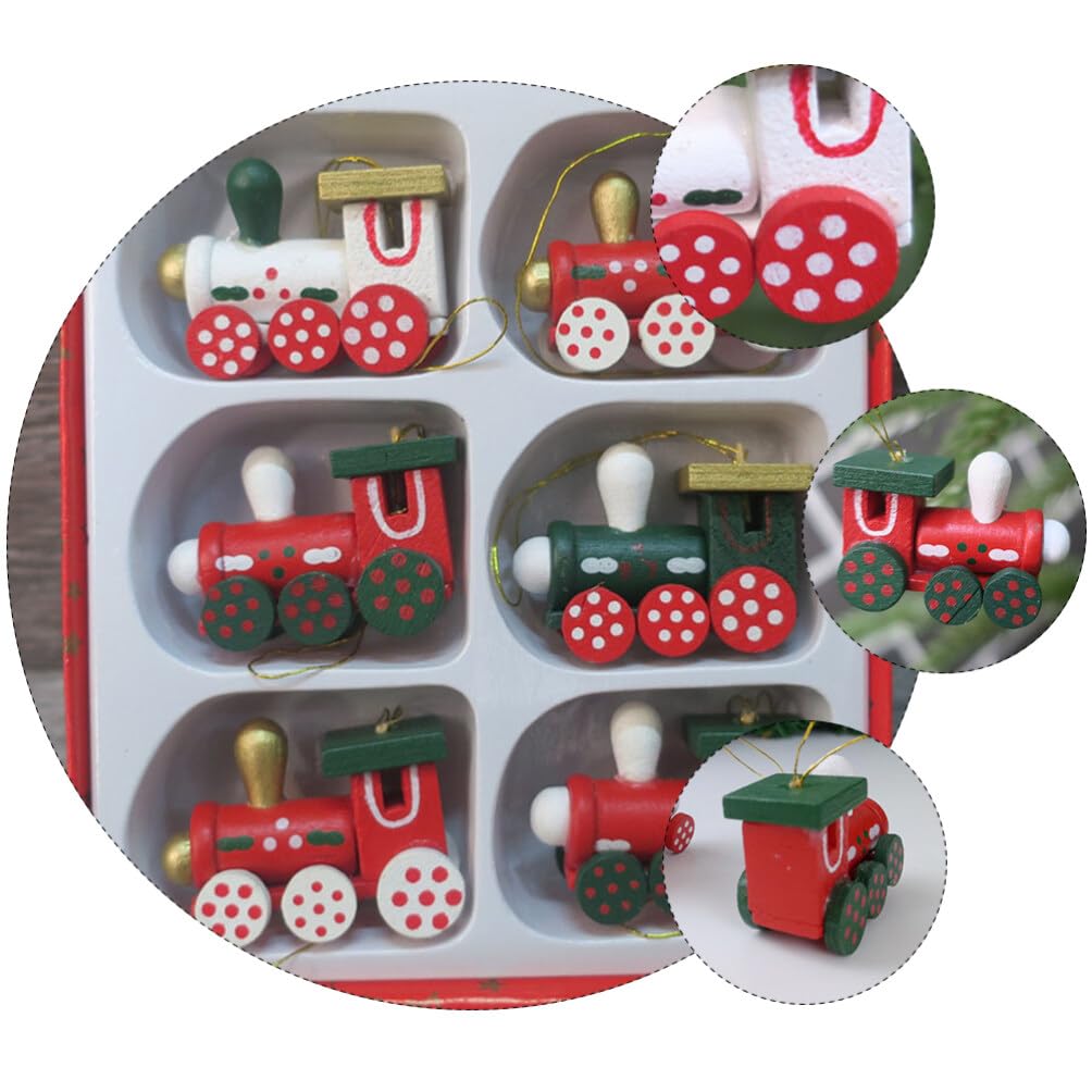 12piezas Adornos Colgantes De Locomotora De Madera para Decoración Navideña Accesorios De Fiesta Decoración Festiva