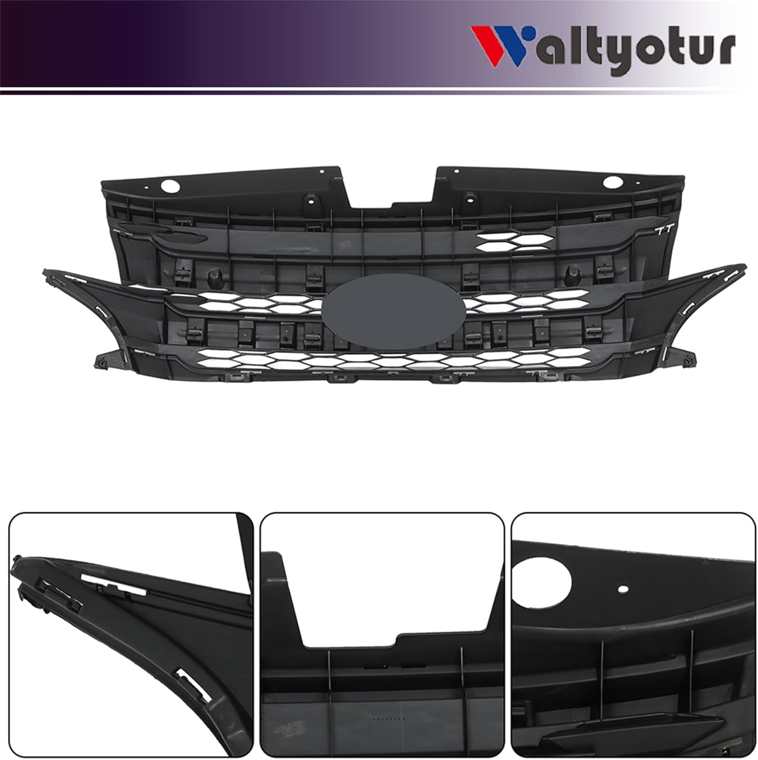 waltyotur Front Bumper Black Mesh Base Grille Replacement for 2011 2012 2013 2014 Edge