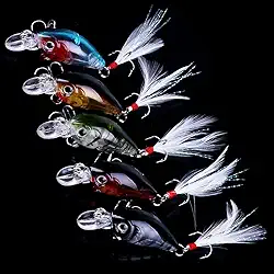 5 peças de isca de pesca Minnow, iscas de manivela, iscas artificiais rígidas, crankbait com ganchos para água doce e salgada