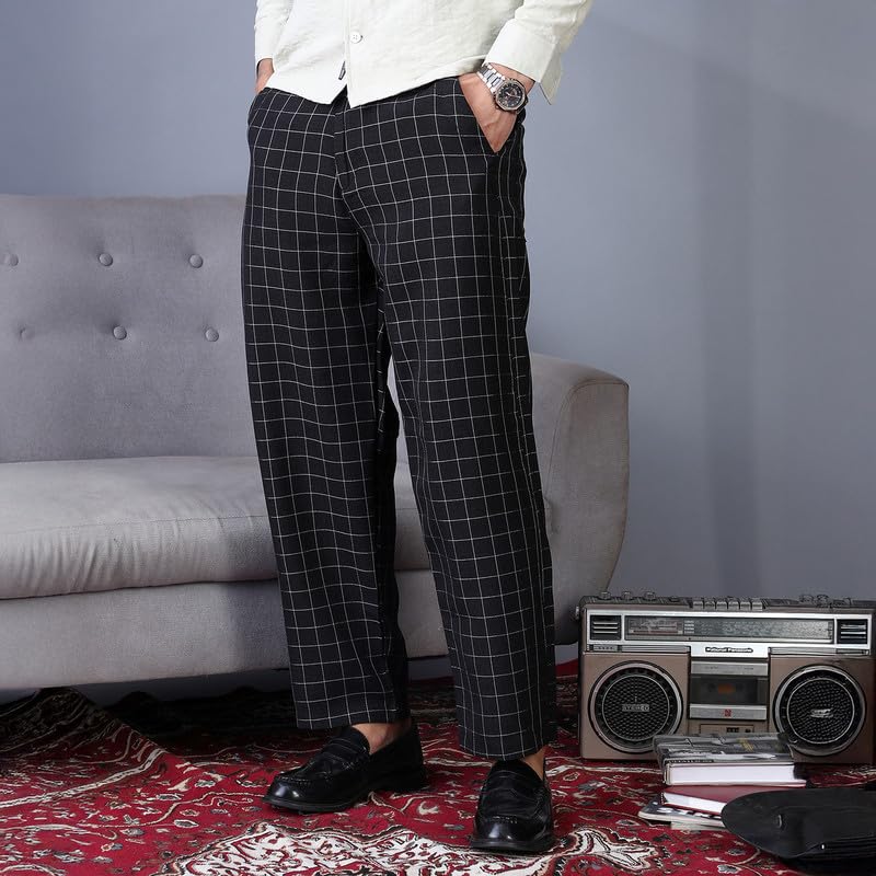 Image of CAHOOT Men'sTrousers for Casual Wear | Mid-Rise | Straight Fit | Drawstring Closure | Trousers Crafted with Comfort Fit for Everyday Wear
