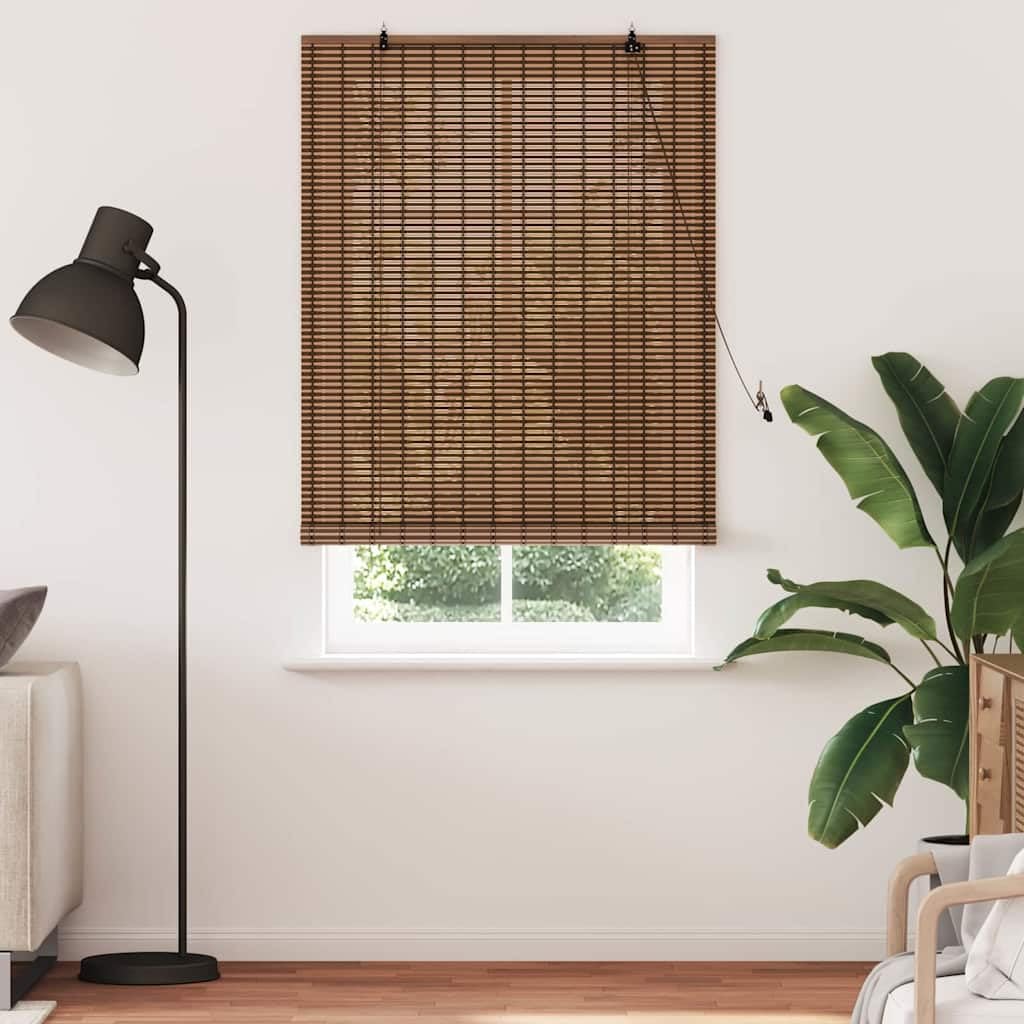 Roleta z zasłonami, brązowa, bambusowa, 110 x 220 cm, ochrona przed wzrokiem, do sypialni, salonu, ochrona przed słońcem i oknami, zaciemnienie, roleta termiczna, ochrona przed wysoką