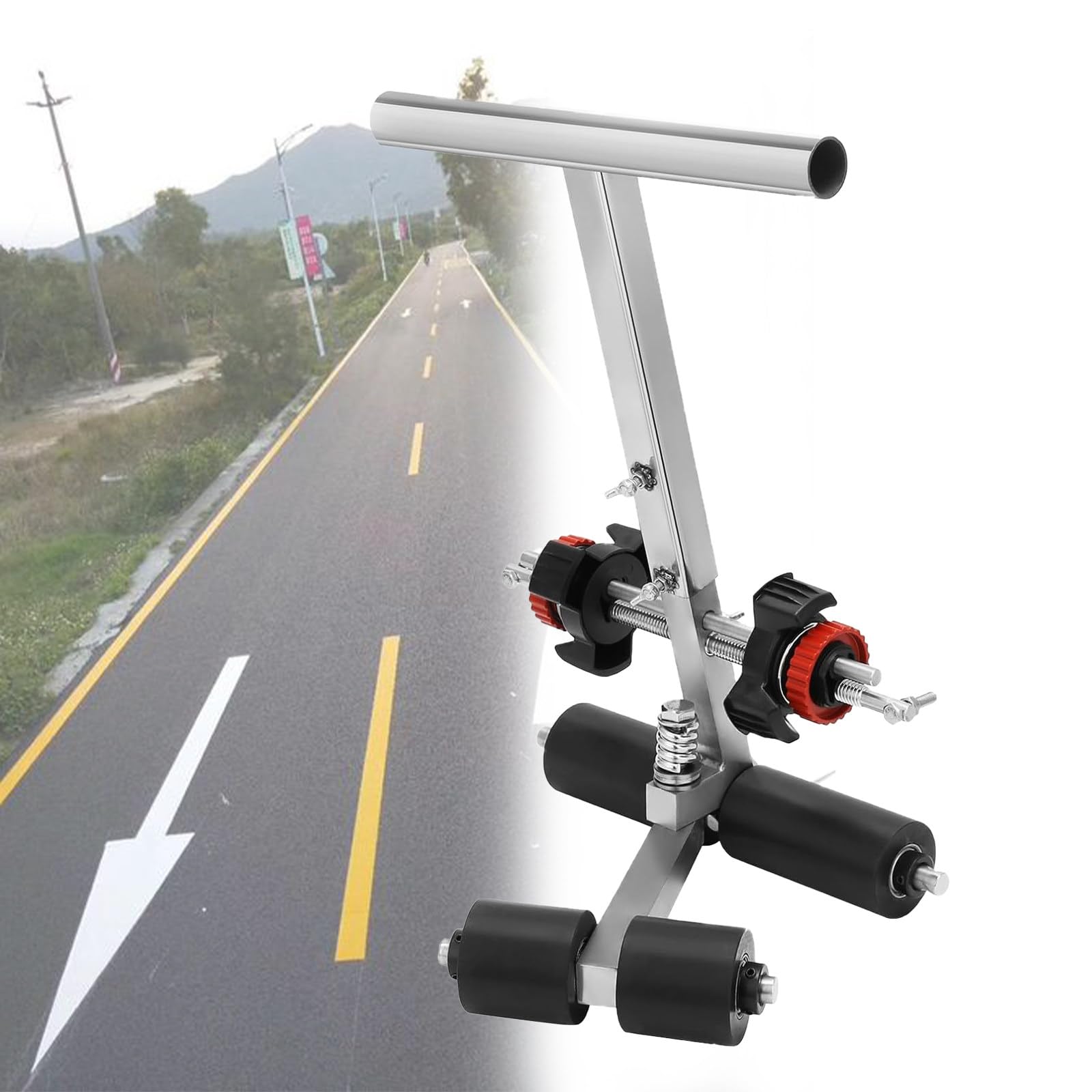 asdchZen Tape Line Marking Tool, Basketball Court Line Kit, Hand Push Floor Marking Tool, Adjustable Width, Can Draw Circle, For Driveway, Asphalt Or Concrete,45Cm