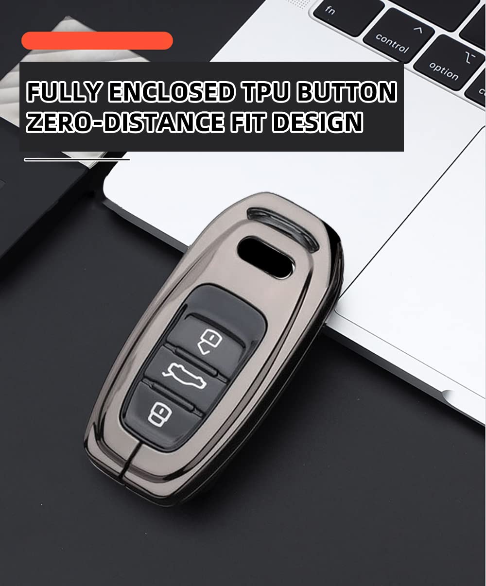 Llavero Funda Audi A6 Para Audi A6 A7 A8 E-tron Q5 Q7 Q8 C8 D5 Transparente TPU Funda Carcasa Llave Audi A6 A8 Q7 Q8 Negra