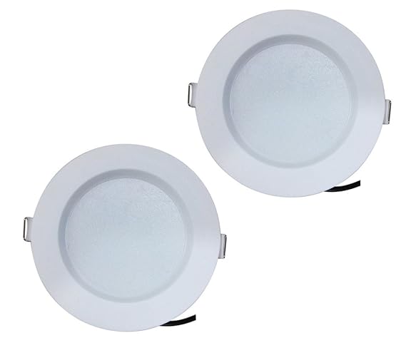 BENE Blaze Virgin Plastic Round Ceiling Light (White, 7w Pack of 2 Pcs)