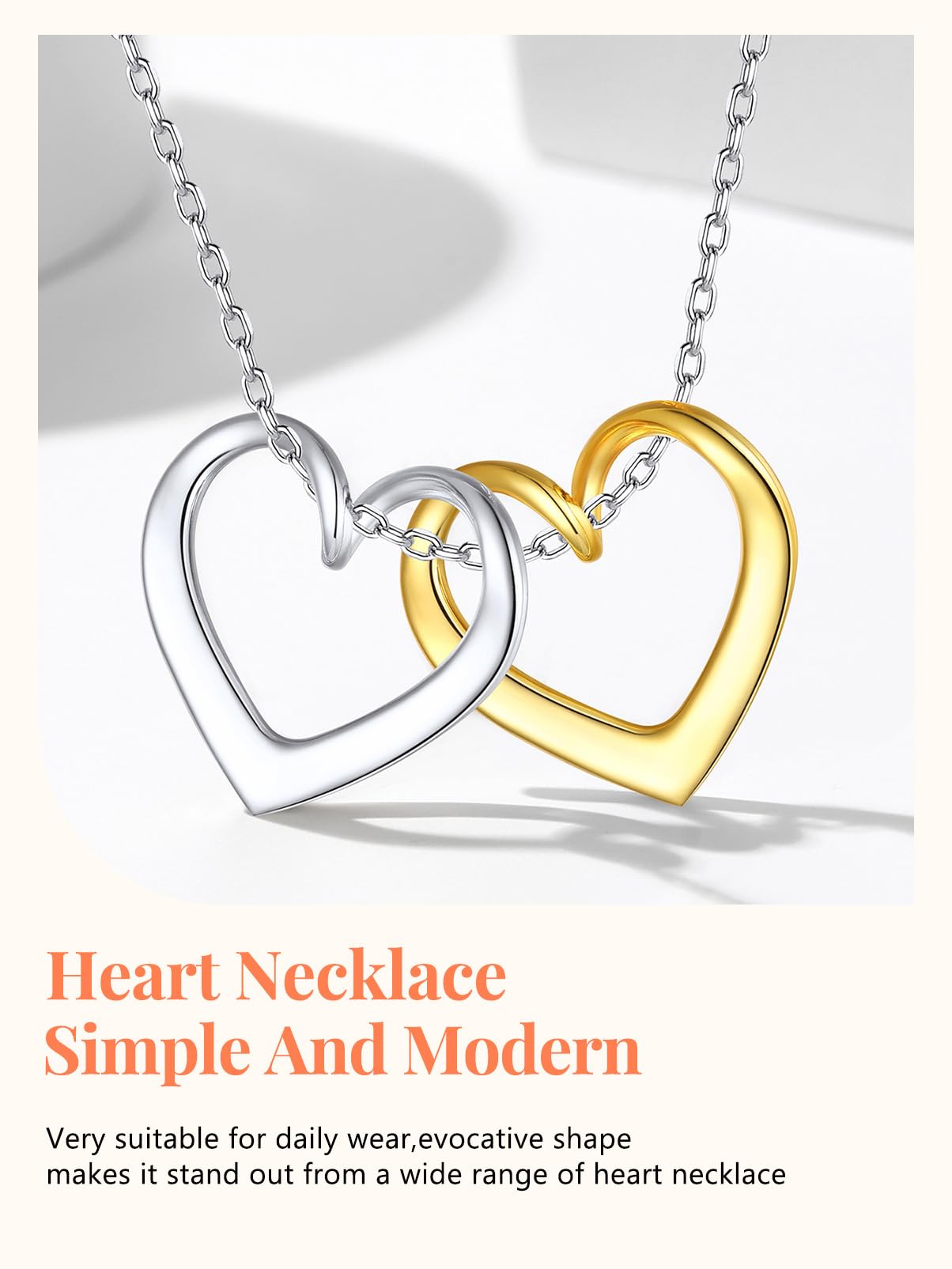 Silvora Damen Halskette 925 Silber Herz Anhänger Silberne Kette Frauen Mädchen Zirkon Herz Halsketten Kristallkette in Silber/Gold/Rosegold 41cm+5cm lang Geschenke für Geburstag Weihnachten Muttertag