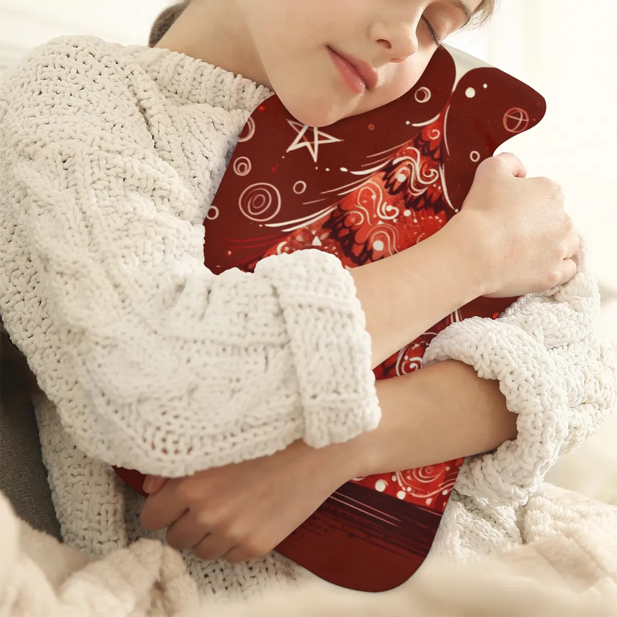 Hot Water Bottle with Soft Cover,2L Colorful Christmas Tree Hot Water Bag for Hot and Cold Compress, Hand Feet Warmer, Rubber Hot or Cold Water Bottle Halloween Christmas Decorations