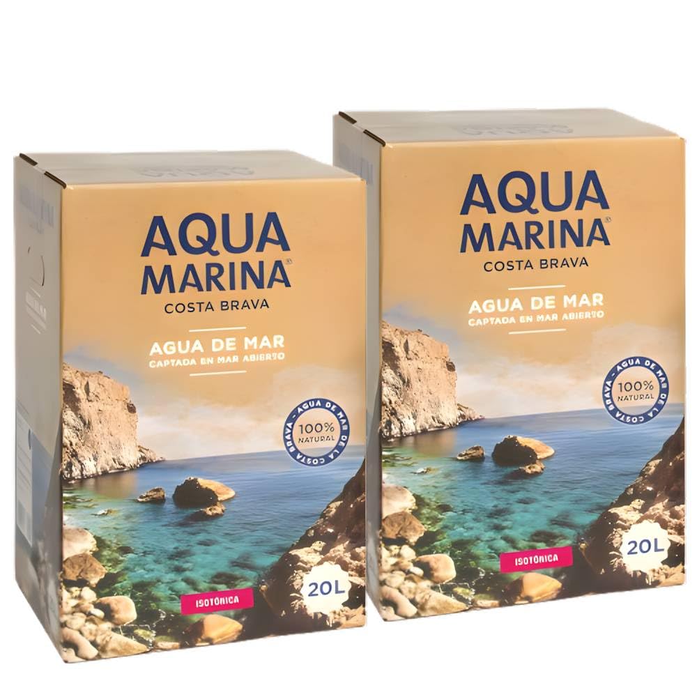 AQUAMARINA Costa Brava Agua de Mar Isotónica 20L | 100% Natural Hidratación Deportiva y Bienestar | Calidad Mediterránea | (2, Bag-in-Box 20 LITROS)