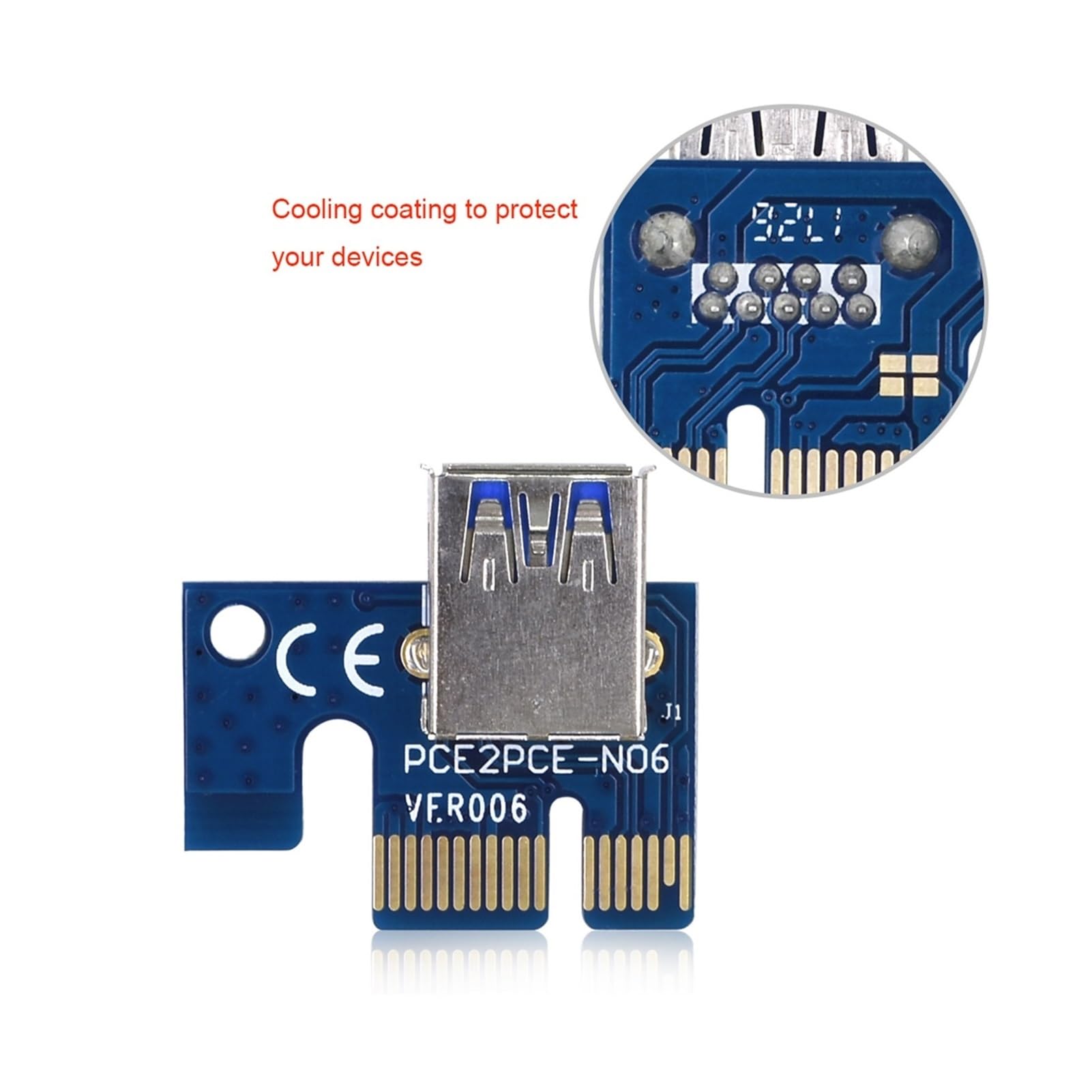PCIE Riser 006. GPU. Riser compatible with scheda video PCI Express USB 3.0. Cavo al riser Sata. A 4pin PCI-E 1x a 16x compatible with mineraria Bitcoin(10PCS-blue)
