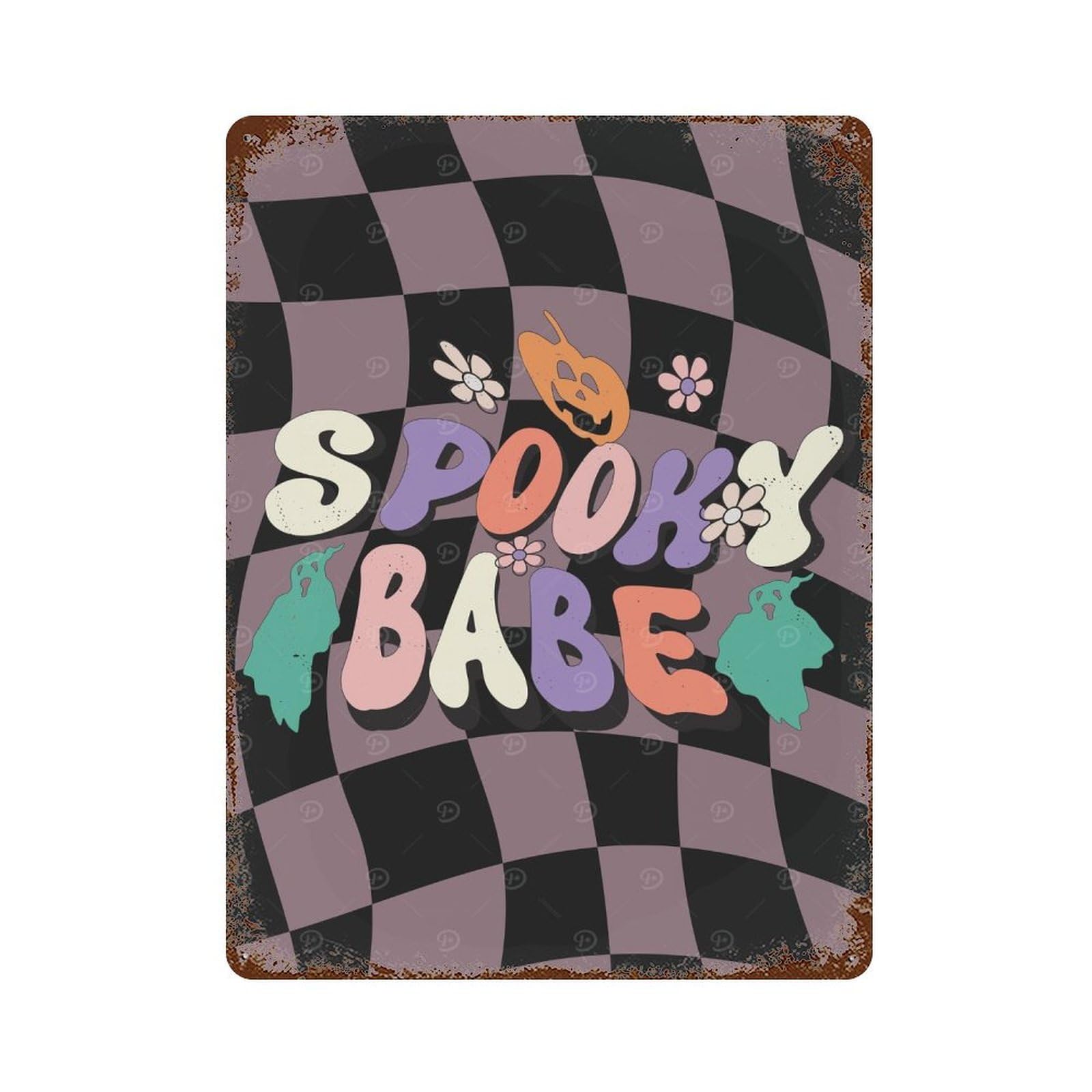 Spooky Babe Halloween Retro Metal Sign 15.7"x11.8", Vintage Wall Decor for Garage, Pub Or Kitchen