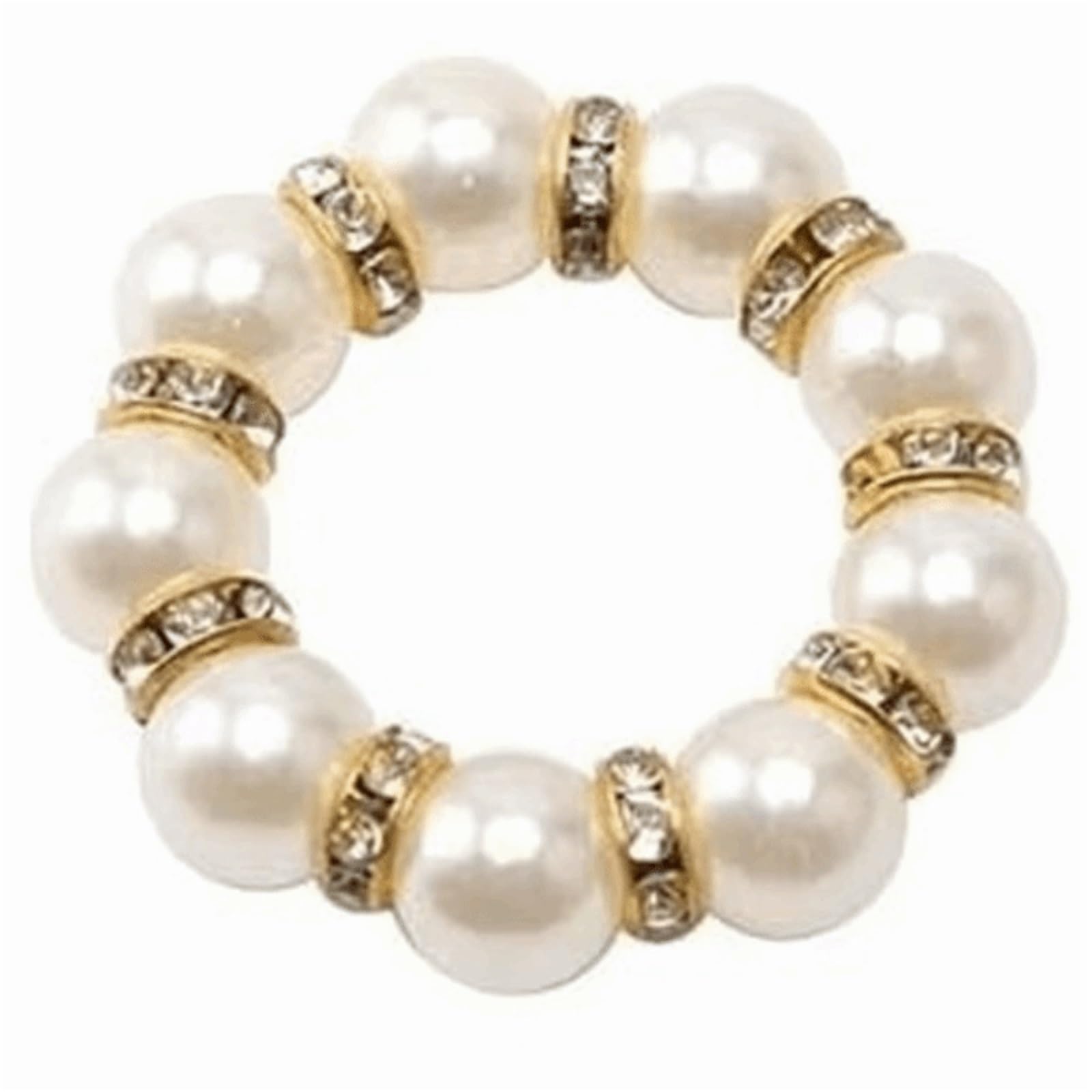 20PCS Pearl Napkin Rings Elegant Beaded Holder Rhinestone for Wedding Dinner Table Decor