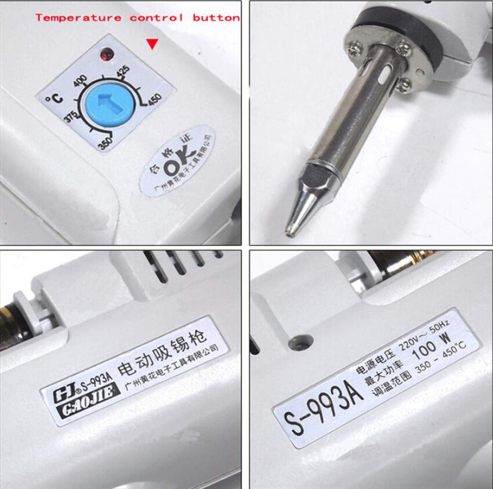 Huanyu Pistola desoldadora eléctrica S-993A, 100 W, bomba de soldadura al vacío, herramienta de soldadura de interferencia cero
