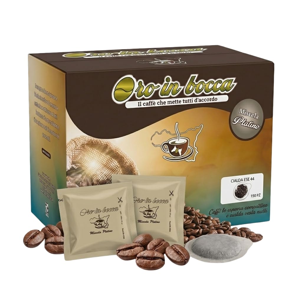 Oro in Bocca - 300 Cialde Caffè Platino – Miscela Robusta per Espresso Intenso e Deciso, Cialde Compatibili con Macchine Espresso, Aroma Ricco, Crema Densa e Persistente (300, Platino)