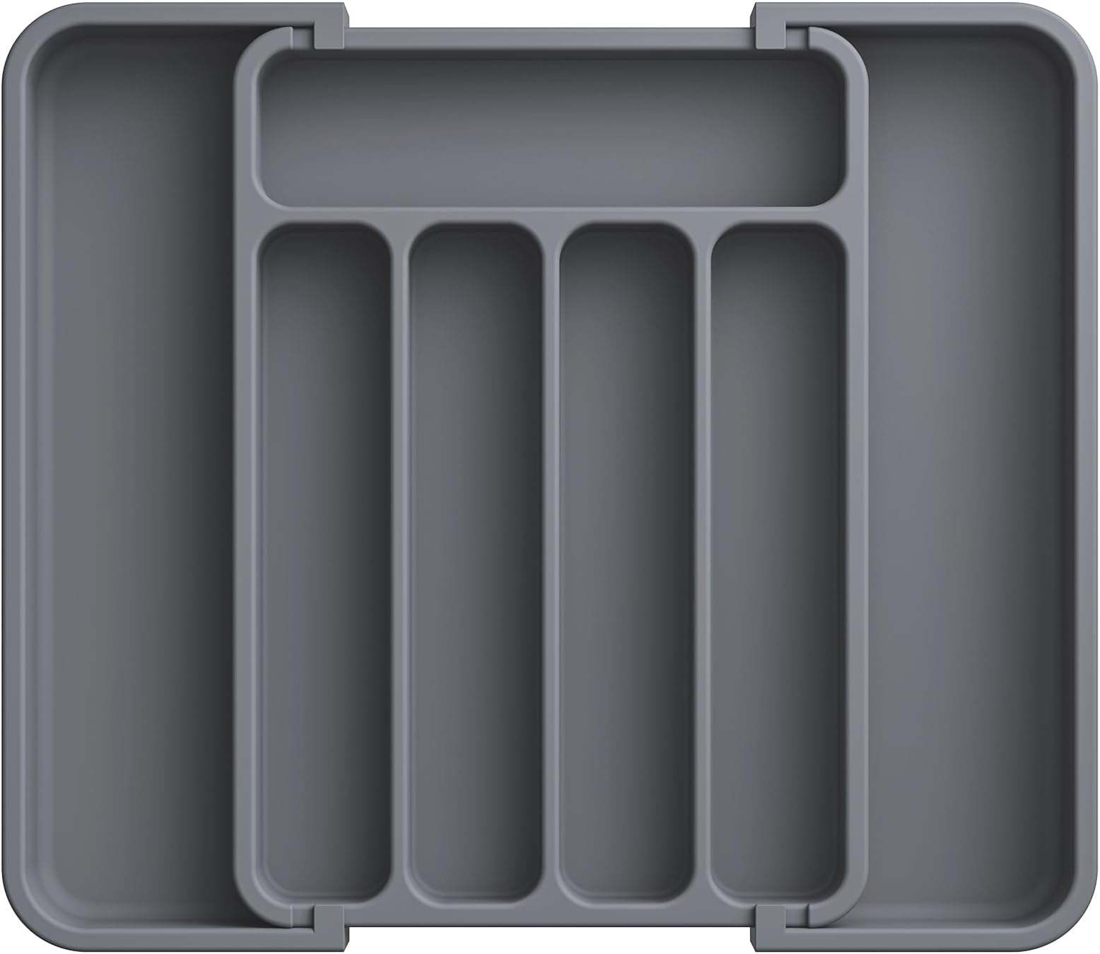 Aujen Silverware Organizer - Expandable Kitchen Drawer Organizer, Adjustable Utensil Organizer, Cutlery Tray for Forks, Knives, Multipurpose Kitchen Organizers and Storage Solution, Grey, Medium