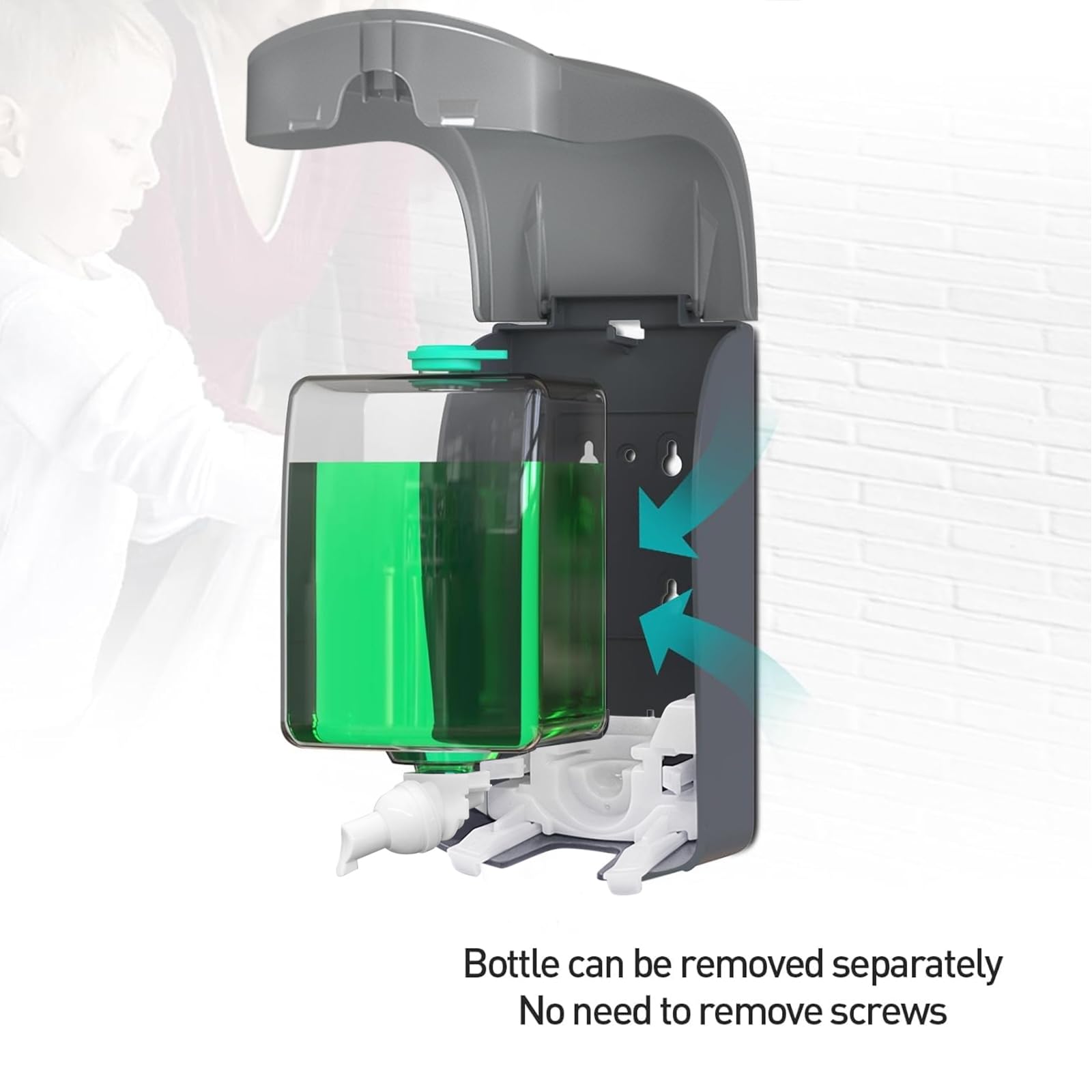 Dispenser sapone schiuma da parete, dispenser sapone bagno cucina, dispenser sapone plastica da muro (Schiuma 1000ml, Transparent Black)…