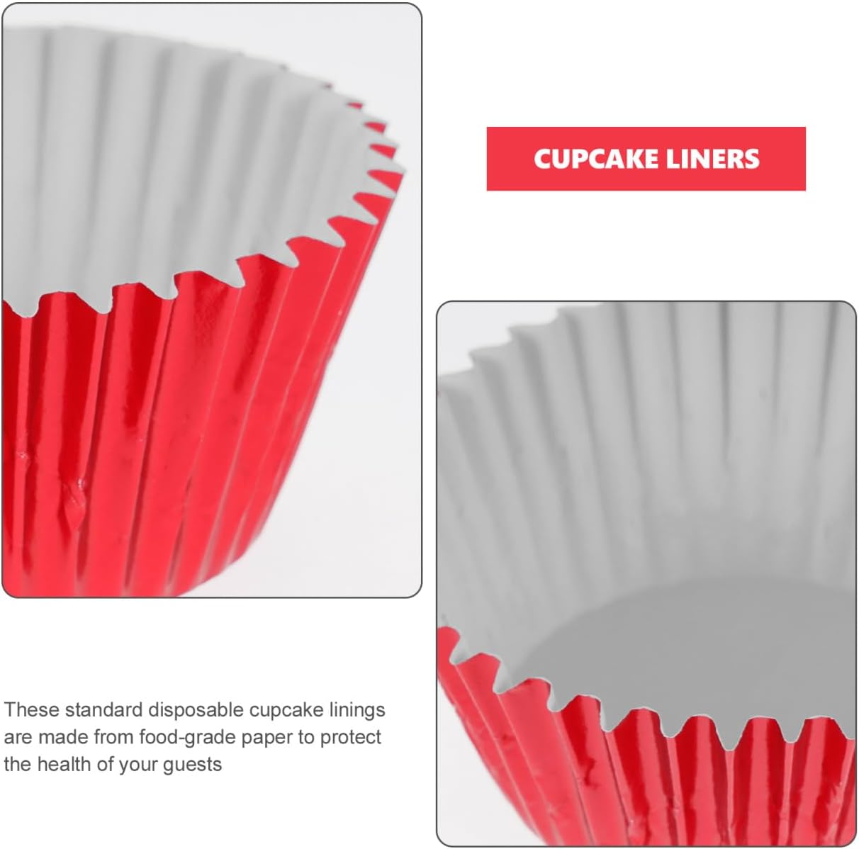 100Pcs Standard Red Cupcake Liners Muffin Baking Cups Food Grade Greaseproof Wrappers for Party Birthday Wedding Decoration Thicken 2.8X1.2In