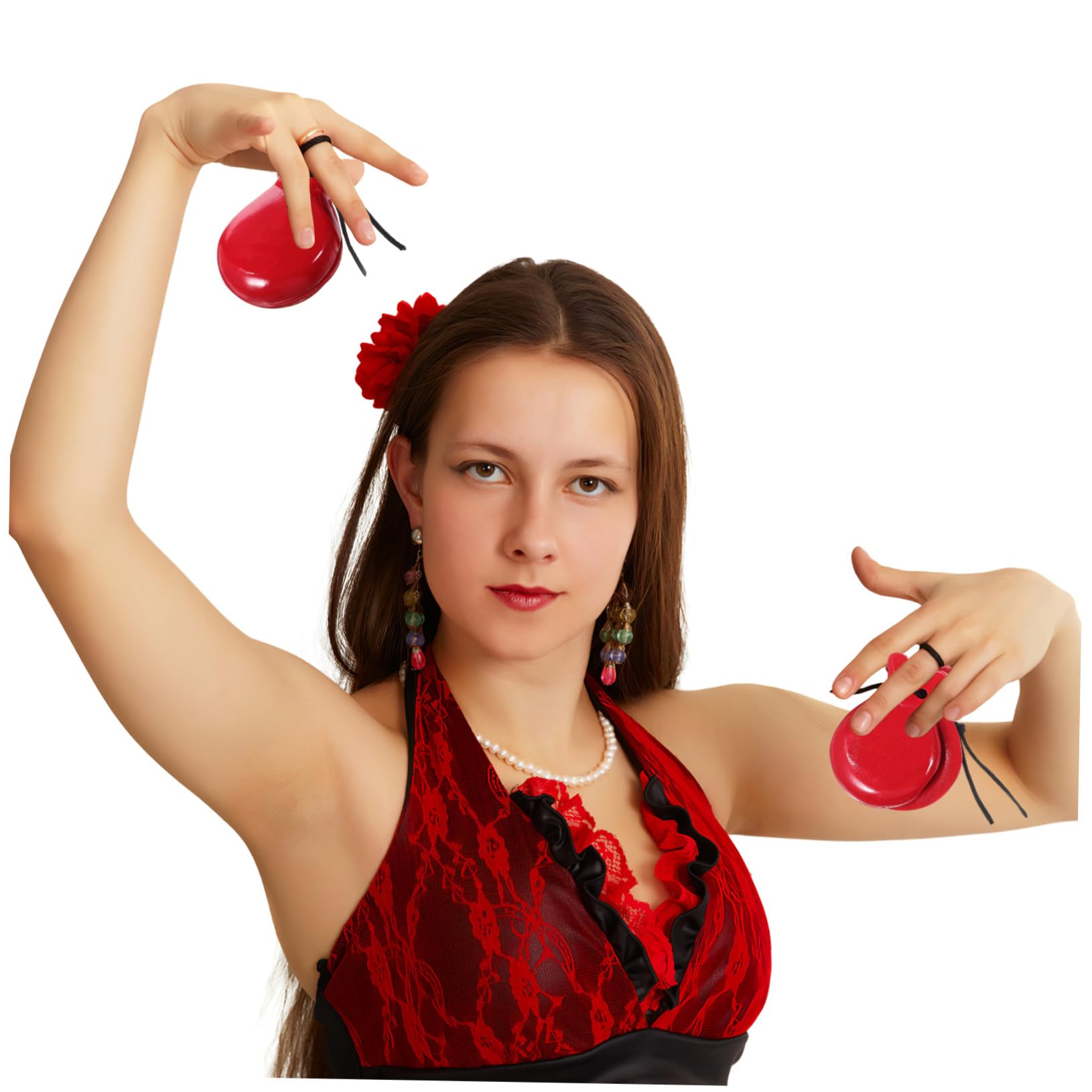 2 paia Wood Finger Castanets Strumenti Musicali in Legno Percussione Sonagli Educativi Suono e Resistente