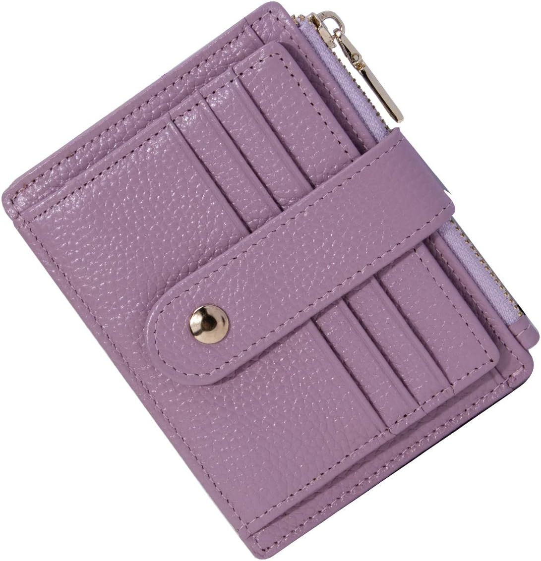 Men Women Leather Credit Card Holder RFID Blocking Slim Leather Wallet, Minimalist Card Holder Small Wallet with Coin Pocket, Thin Front Pocket Wallets with 9 Card Slots