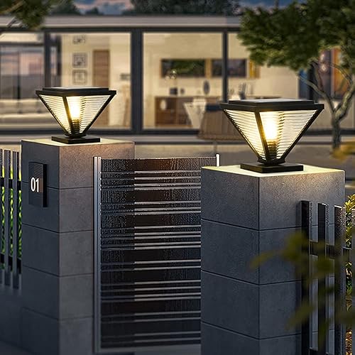 Miniatura 4 de Luces de poste al aire libre, luz solar de cabeza de poste moderna de acero inoxidable luz de jardín IP55 al aire libre impermeable lámpara de pilar