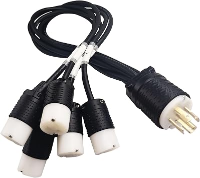 5Pin L21-30 Male to Edison Female Power Cable for Power Distro, L21-30 Power Distro Cord Applicable for Lighting/Stage/Audio/DJ, 3.5FT with UL Qualified Product