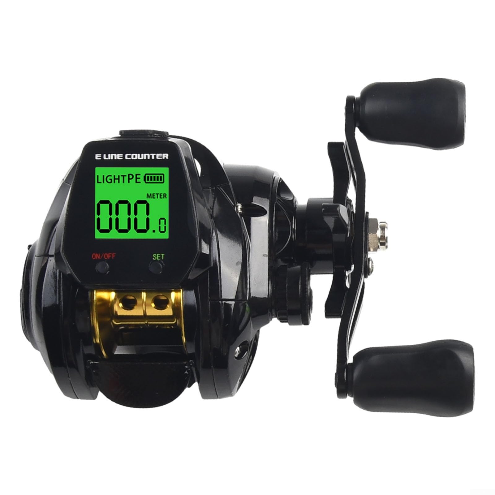 Round Bait Fishing Reel, 7.2:1 Digital Baitcasting Fishing Reel, with Bite Alarm and 10-Level Magnetic Braking System, for Fast-Sinking Bait, USB
