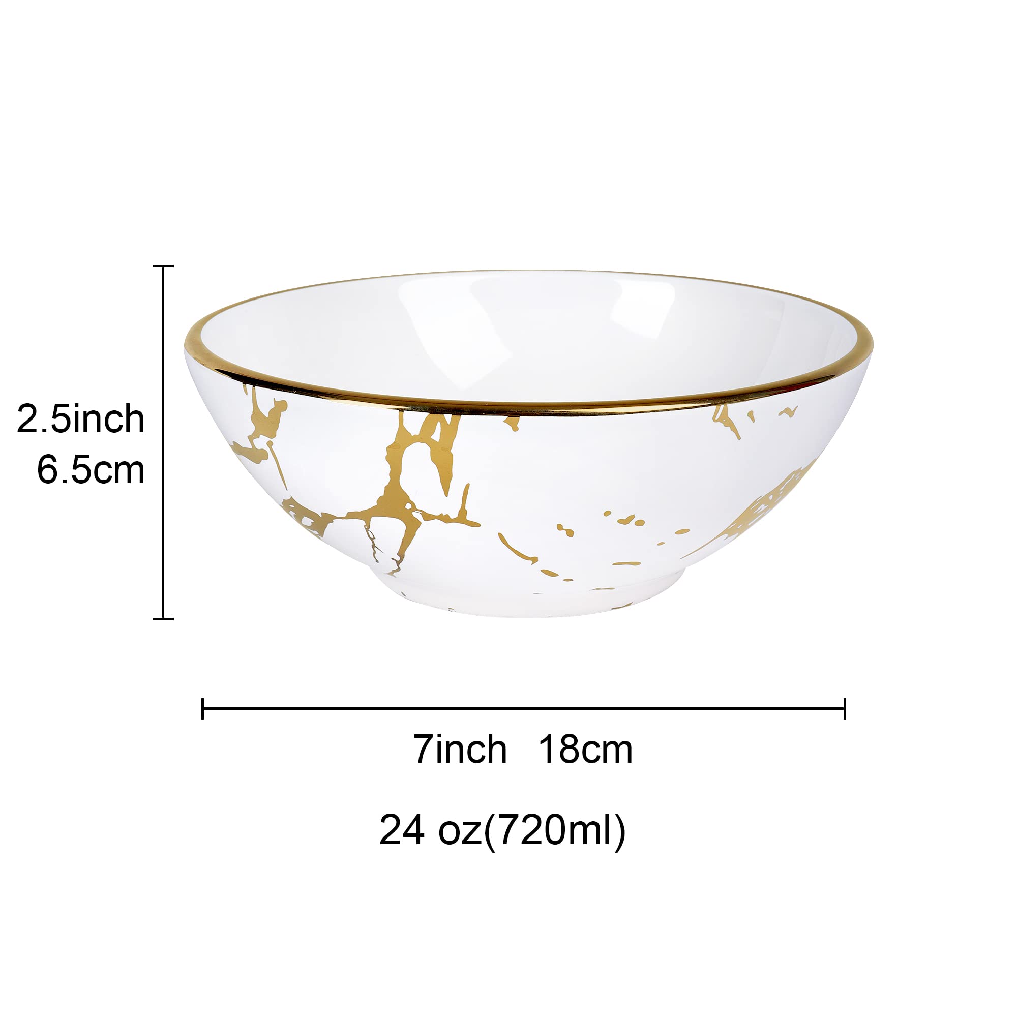 fanquare Zestaw 4 misek porcelanowych marmurkowych, 720 ml miski do zupy do makaronu, małe sałatki, gulasze, ryż, duże