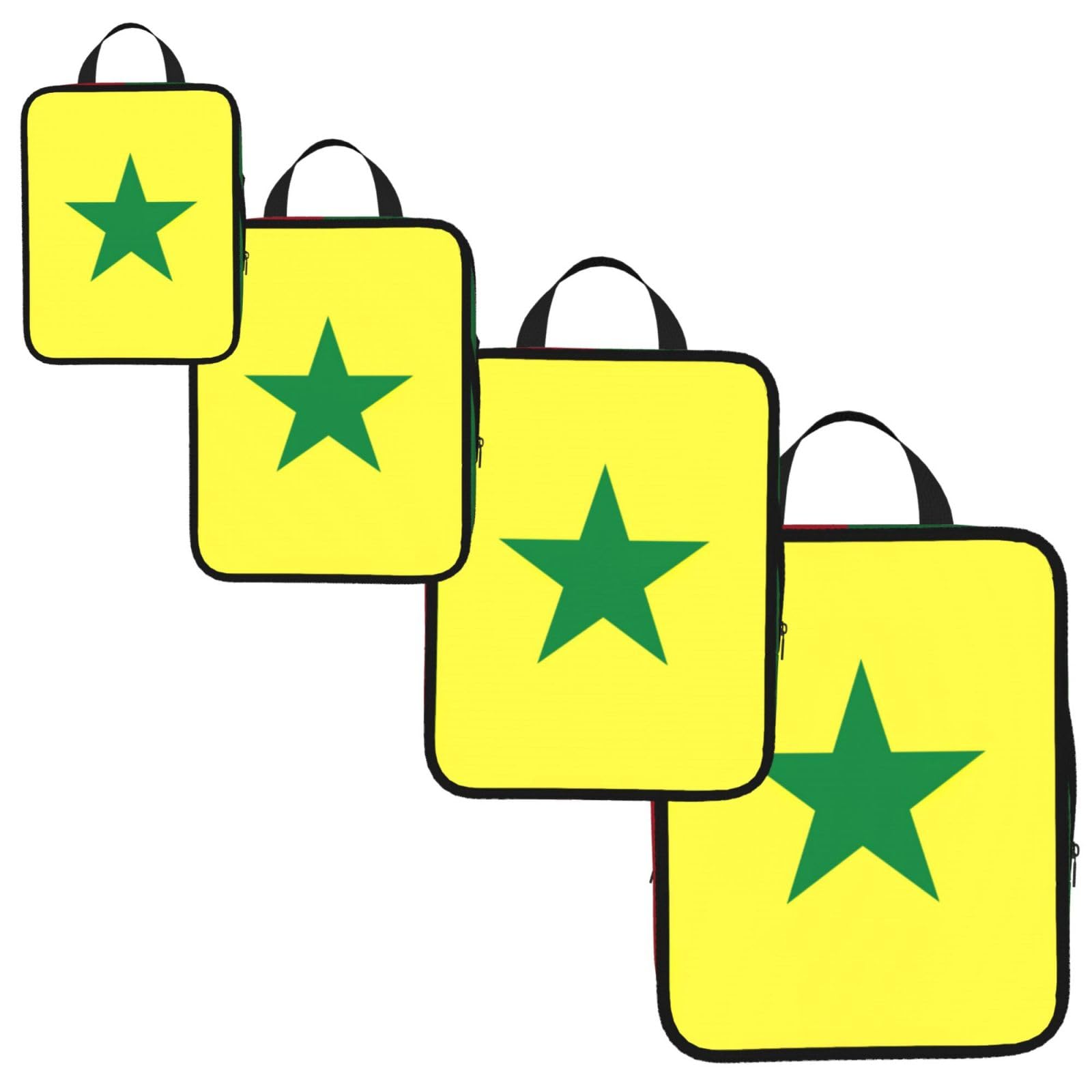 Flag of Senegal Print 4 Set Compression Packing Cubes for Suitcases,Expandable Storage Bags Organizers