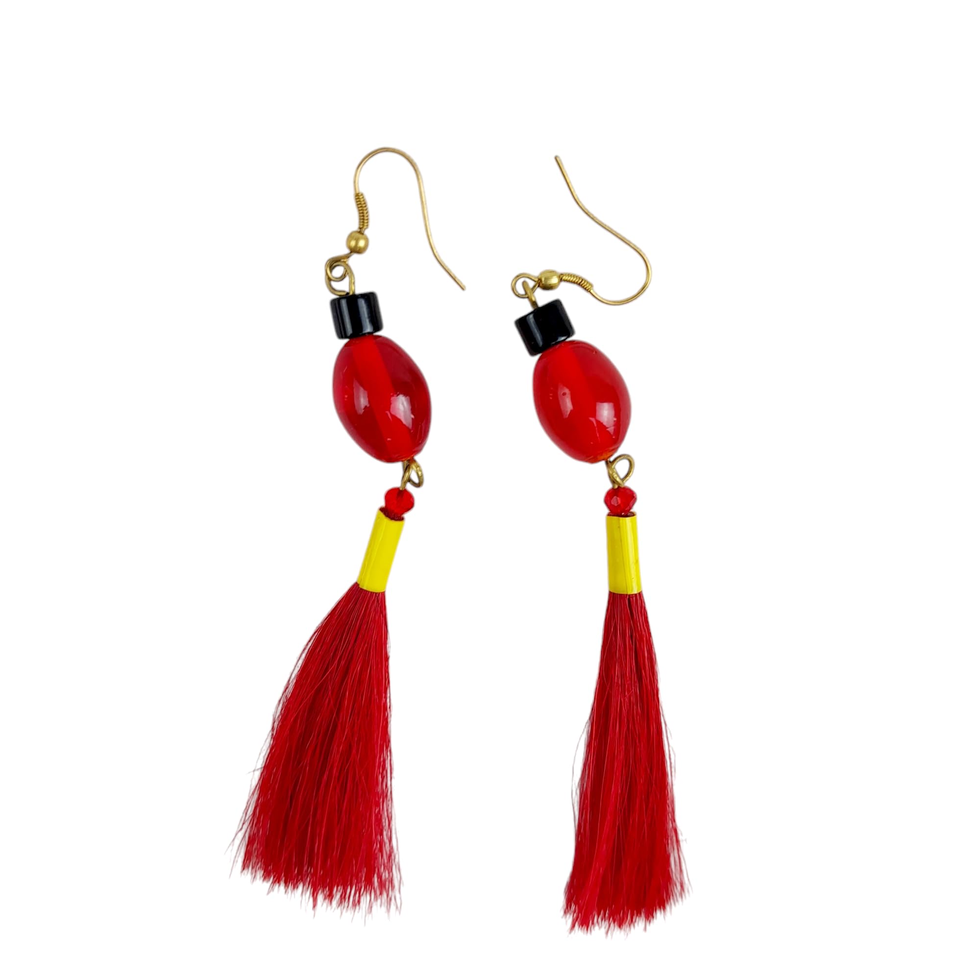 Made in NAGALAND | Handmade Red Bead Tassel Earrings – Vibrant Ethnic Jewelry for Women