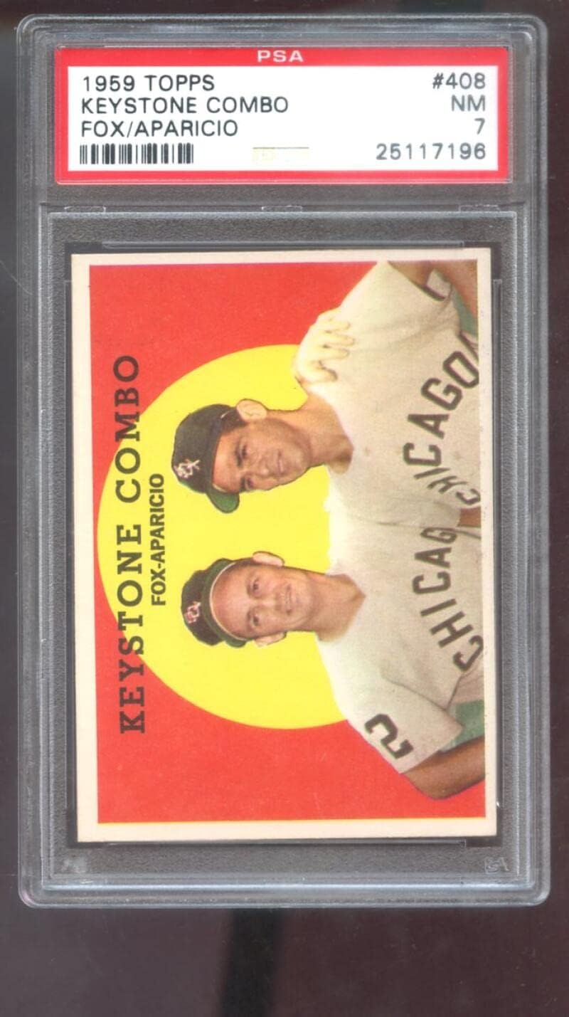 1959 Topps #408 Keystone Combos Nellie Fox Luis Aparicio PSA 7 Graded Baseball Card MLB Chicago White Sox