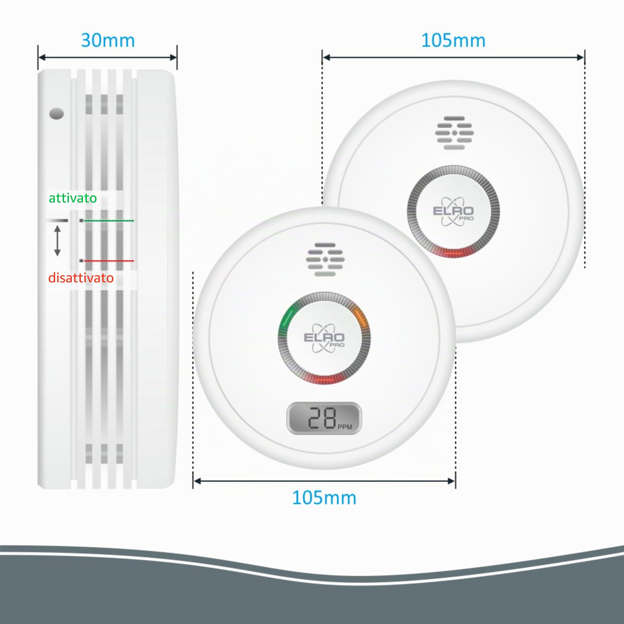 ELRO FF4910 PRO Kit antincendio - Rilevatore di fumo e rilevatore di monossido di carbonio con batteria di 10 anni - Conforme alla norma europea EN14604 e EN50291