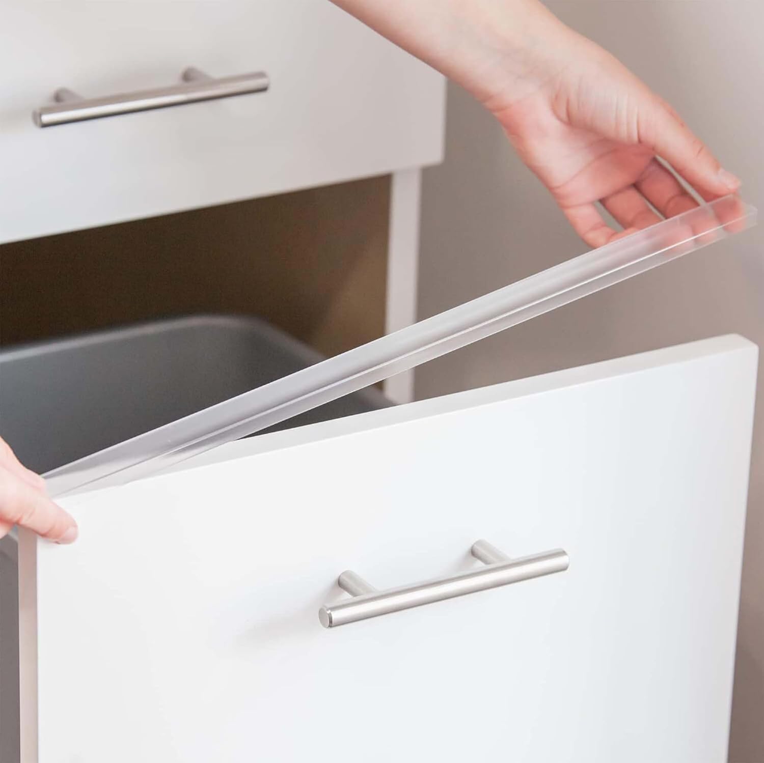 Cabinet Hero 7/8" Thick, 18" Length, Clear, Pack of 4 - Slimline Cabinet Edge Protector – Durable Slip-On Plastic Door & Drawer Edge Guard – Protects Shelves from Chipping, Discoloration & Breakage 7/8" Door Thickness x 18" Length (Pack of 4) Clear