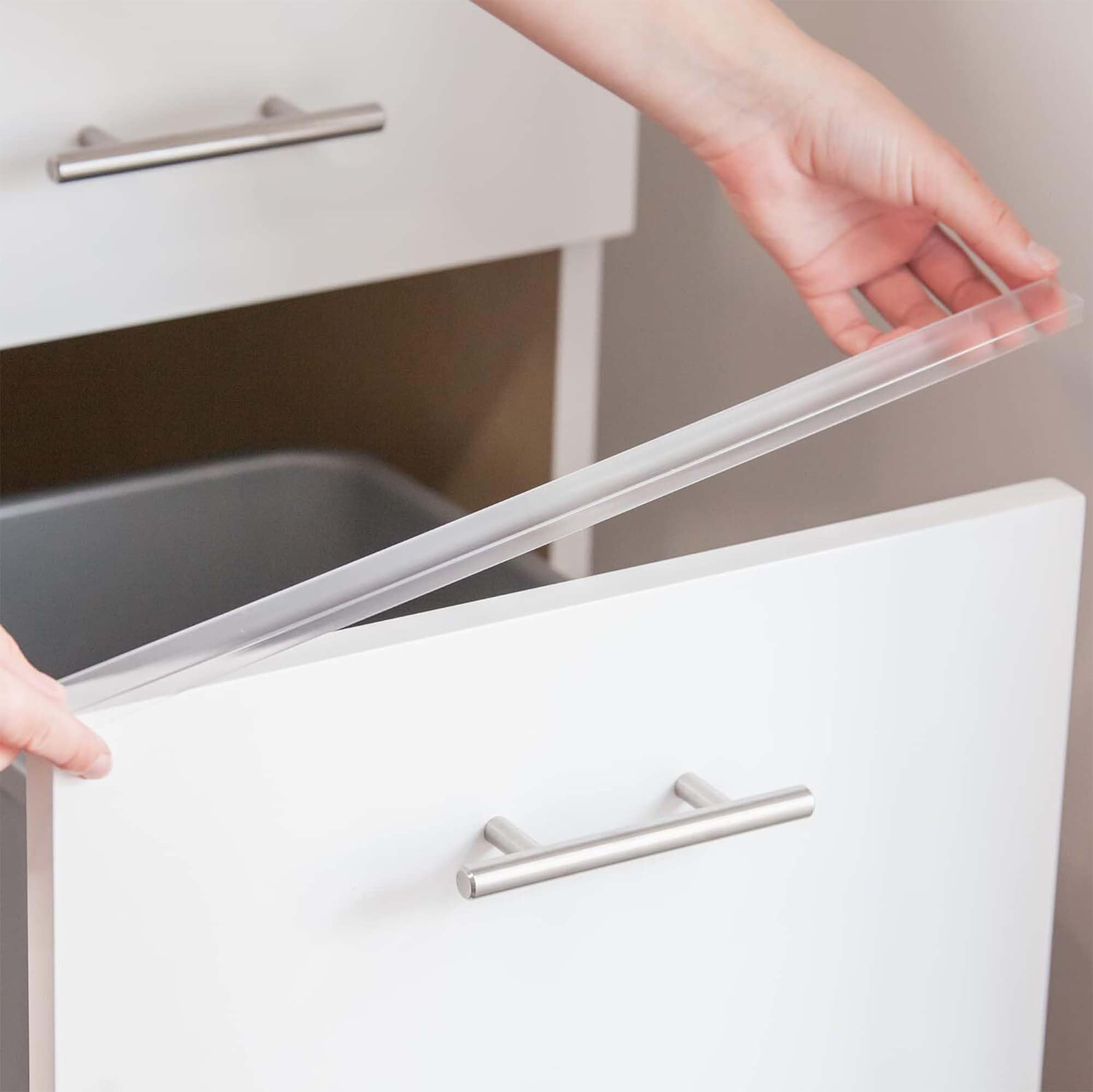 Cabinet Hero 7/8" Thick, 24" Length, Clear, Pack of 4 - Slimline Cabinet Edge Protector – Durable Slip-On Plastic Door & Drawer Edge Guard – Protects Shelves from Chipping, Discoloration & Breakage