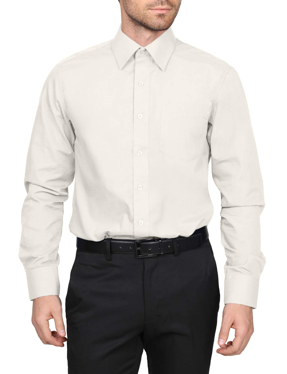 NE PEOPLE Men's Classic Regular Fit Button Down Long Sleeve Solid Color Dress Shirts S-5XL