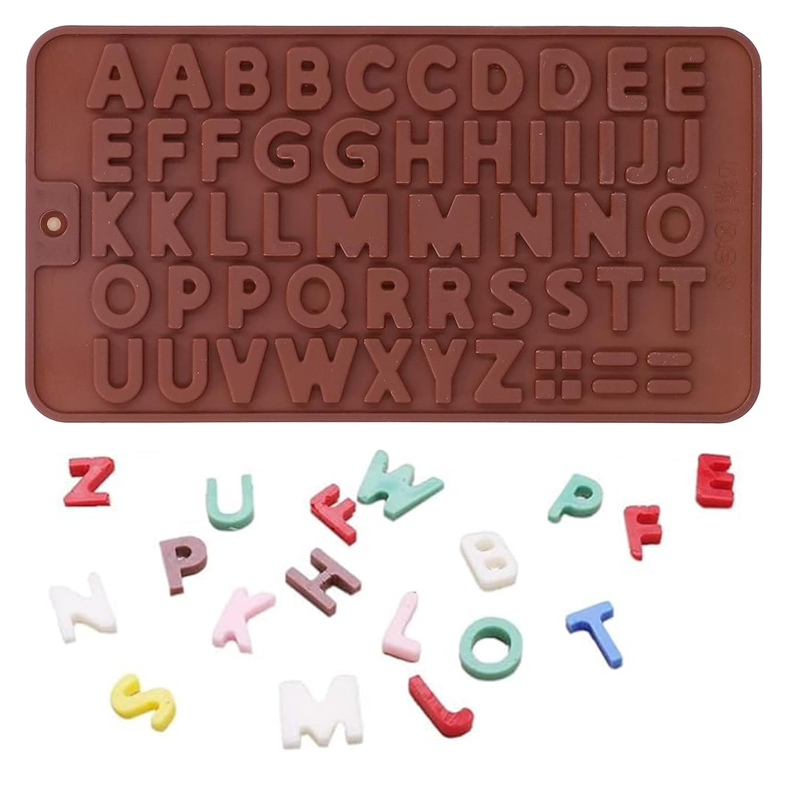 SpiderJuice Creative Flexible Small Thin Alphabets Hypen Equal Sign Full Stops 52 Cavity Ice Cube Mold Silicone Tray with Easy Pop Out Jelly, Chocolate, Cakes, Ice, Popsicle, Lollies Maker, Birthday-image-4