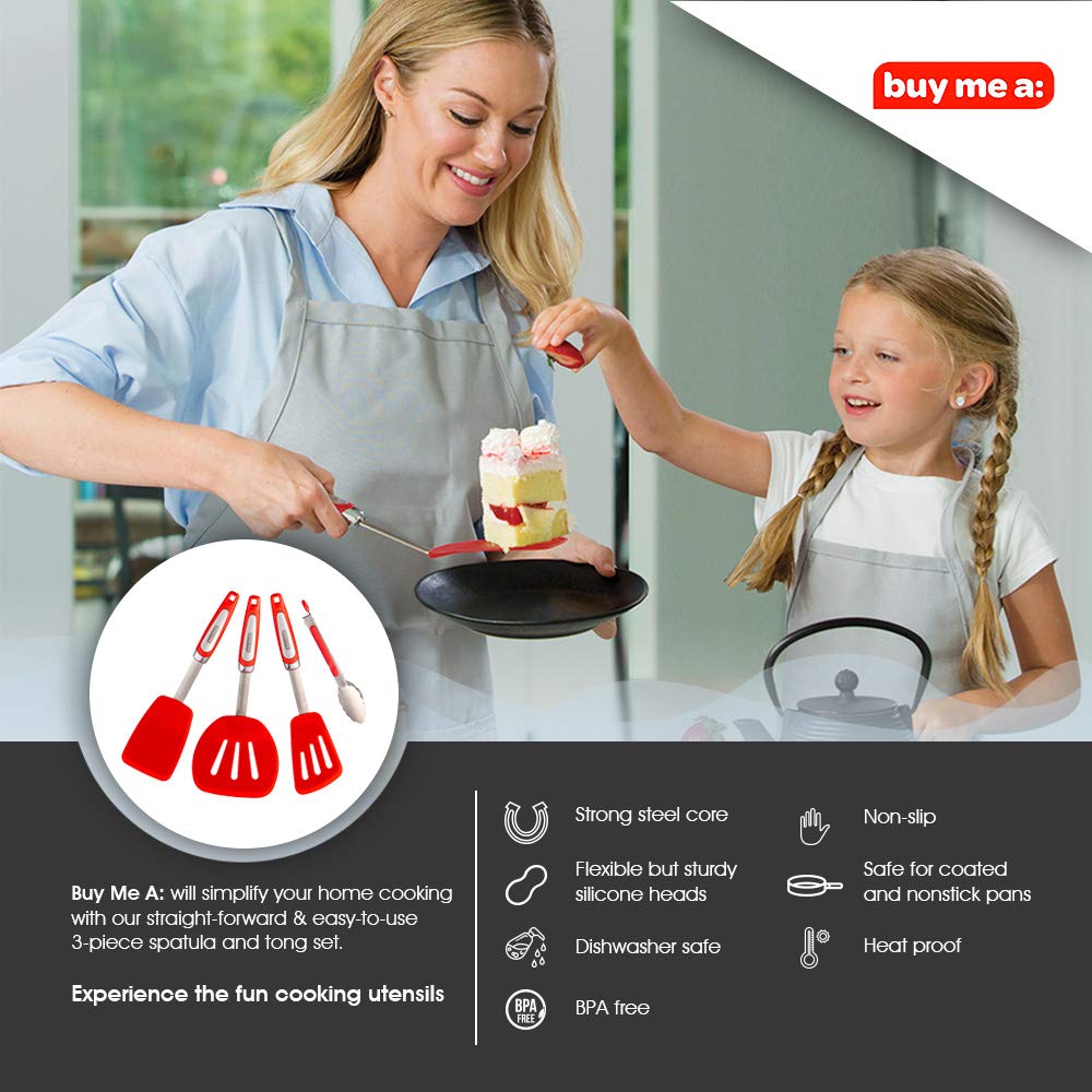 4-częściowy zestaw szpatułek – nieprzywierające i odporne na ciepło silikonowe szpatułki – niezbędne przybory kuchenne, szpatułka do naleśników, łopatka do omletów, czarna