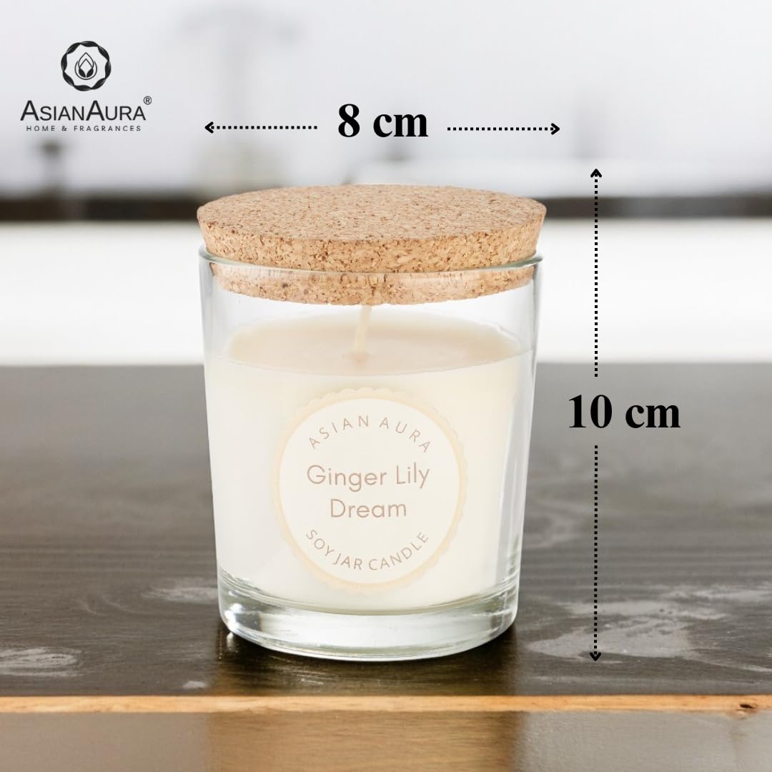 Asian Aura Premium Scented Glass Jar Candle with Cork Lid | Smoke