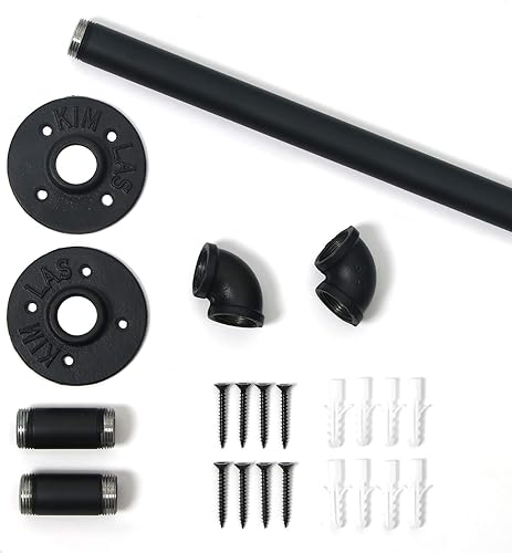 Miniatura 7 de HouseAid Toallero industrial de 18 pulgadas, toallero rústico de granja, barra de toalla de estilo vintage para baño, montaje en pared, negro mate