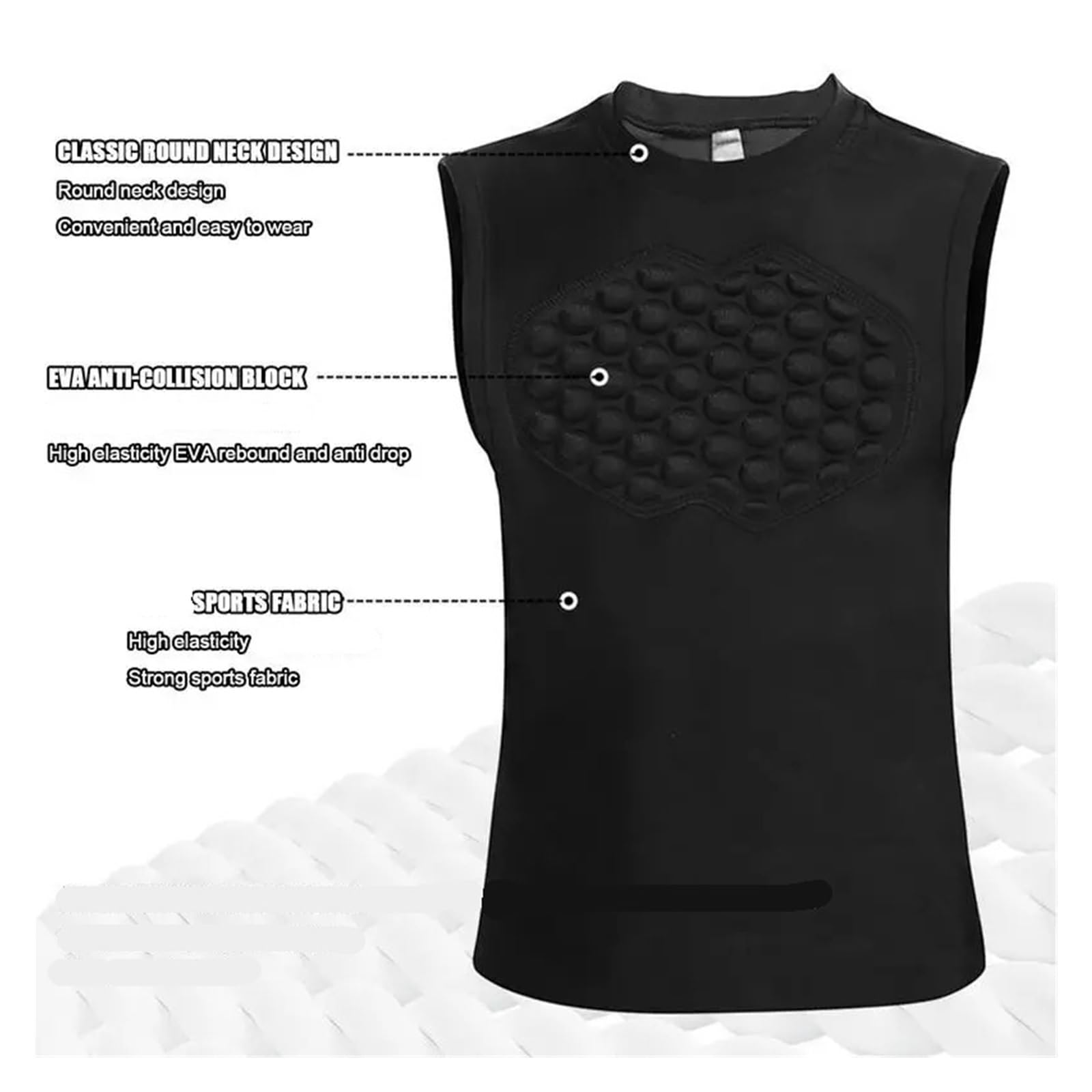 Camiseta de fútbol Acolchada Camiseta de fútbol Acolchada Juvenil con protección for el esternón, Chaleco Protector Pecho, Costillas y Cadera, Camiseta compresión