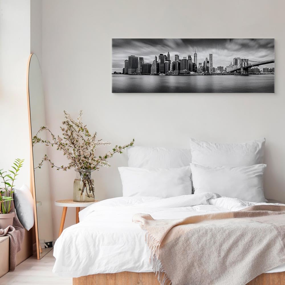 murando - Quadro Fonoassorbente Ponte sul Fiume - Grigio 120x40 cm 1 Pezzo - Canvas - Quadri Acustici XXL Grandi - Pannelli Fonoassorbenti Decorativi - Decorazione da Parete Soggiorno - d-B-0154-b-a